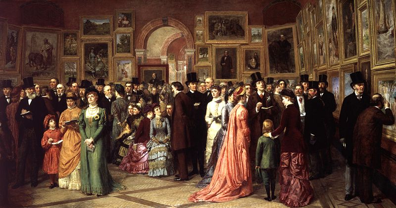 A Private View at the Royal Academy, by William Powell Frith. Painted after Lizzie's time, this painting illustrates a reception at the Royal Academy's Summer Exhibition.