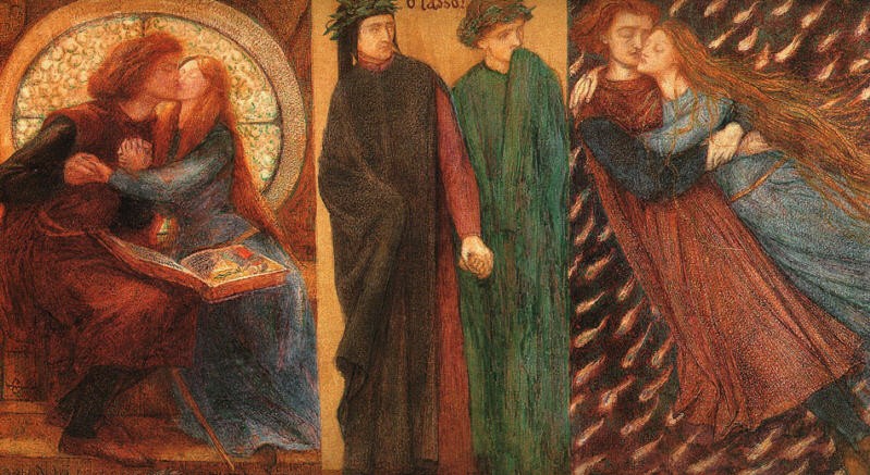 Paolo and Francesca da Rimini, by Dante Gabriel Rossetti. Lizzie Siddal is the model.