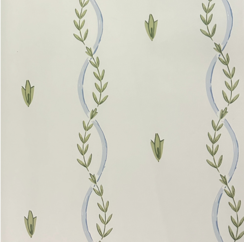 Manor House - Blue/Green on Cream