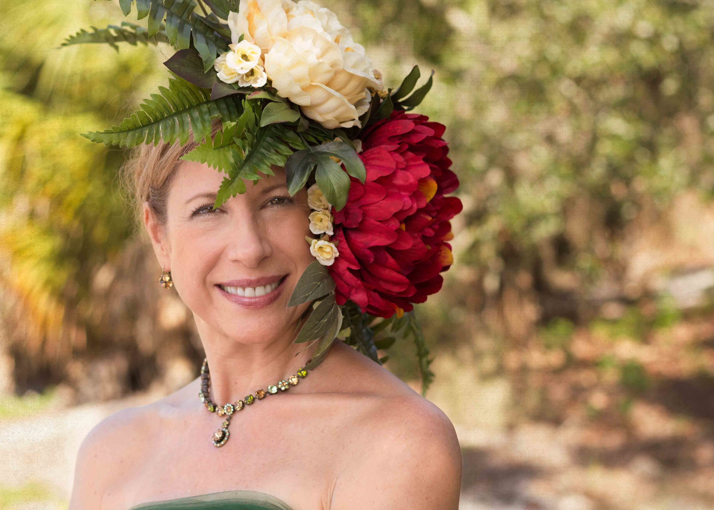 portrait of a woman with flower headdress