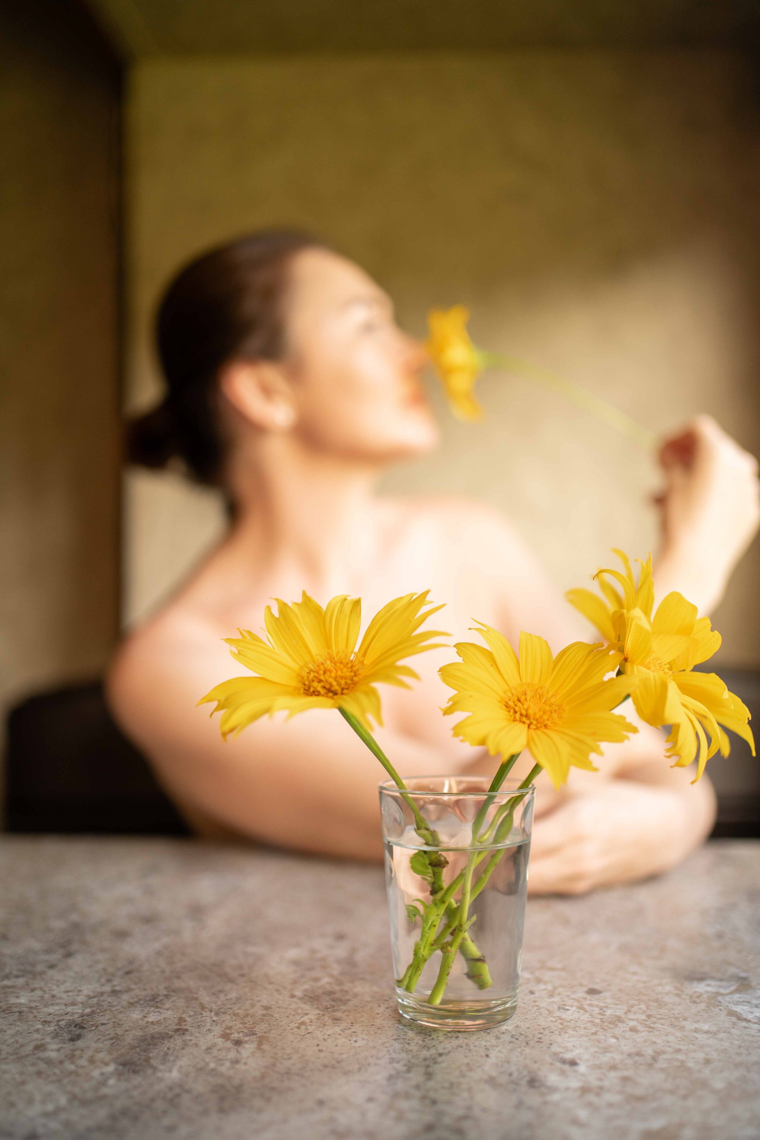 self-portraits with yellow flowers 