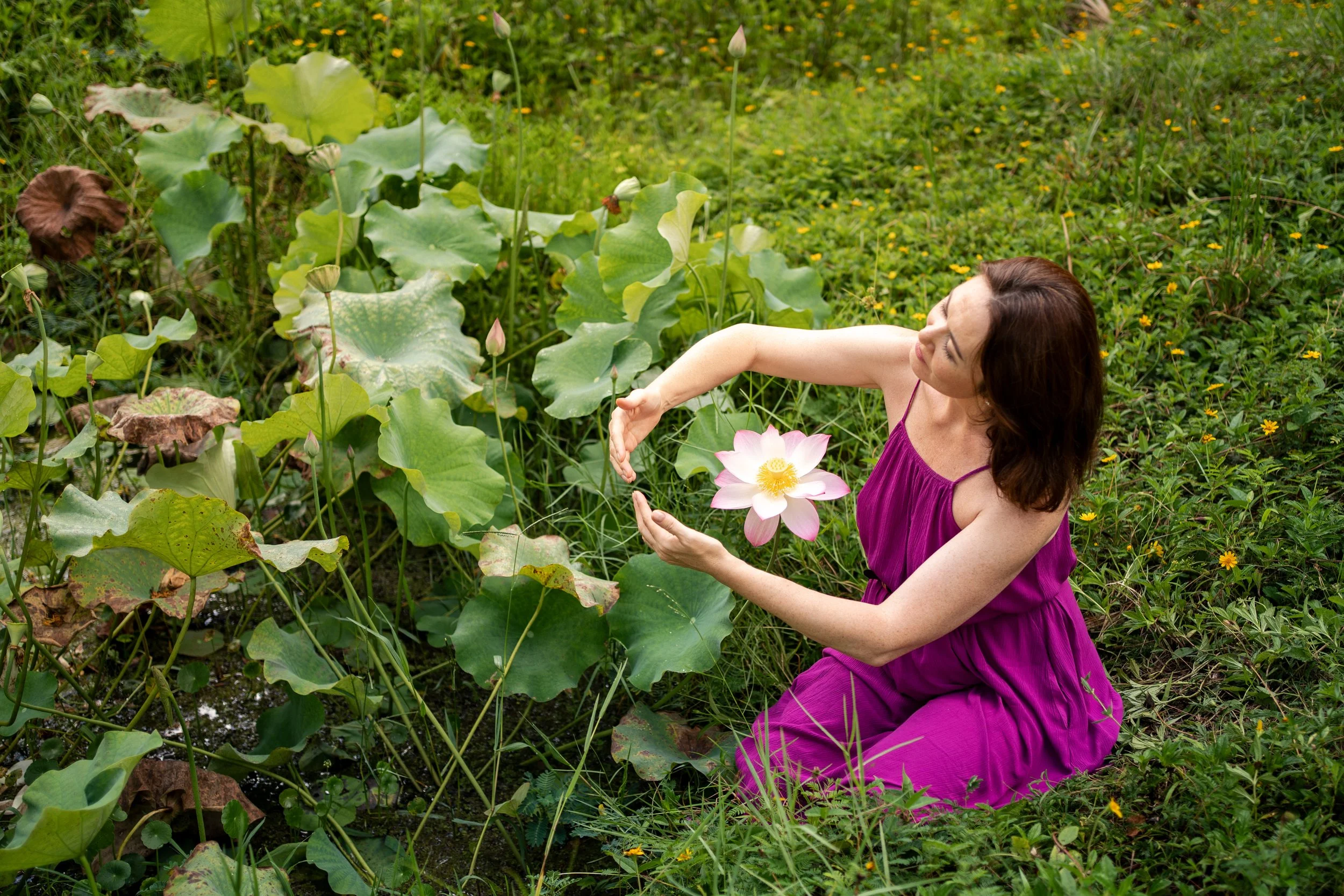 girl with a lotus flower