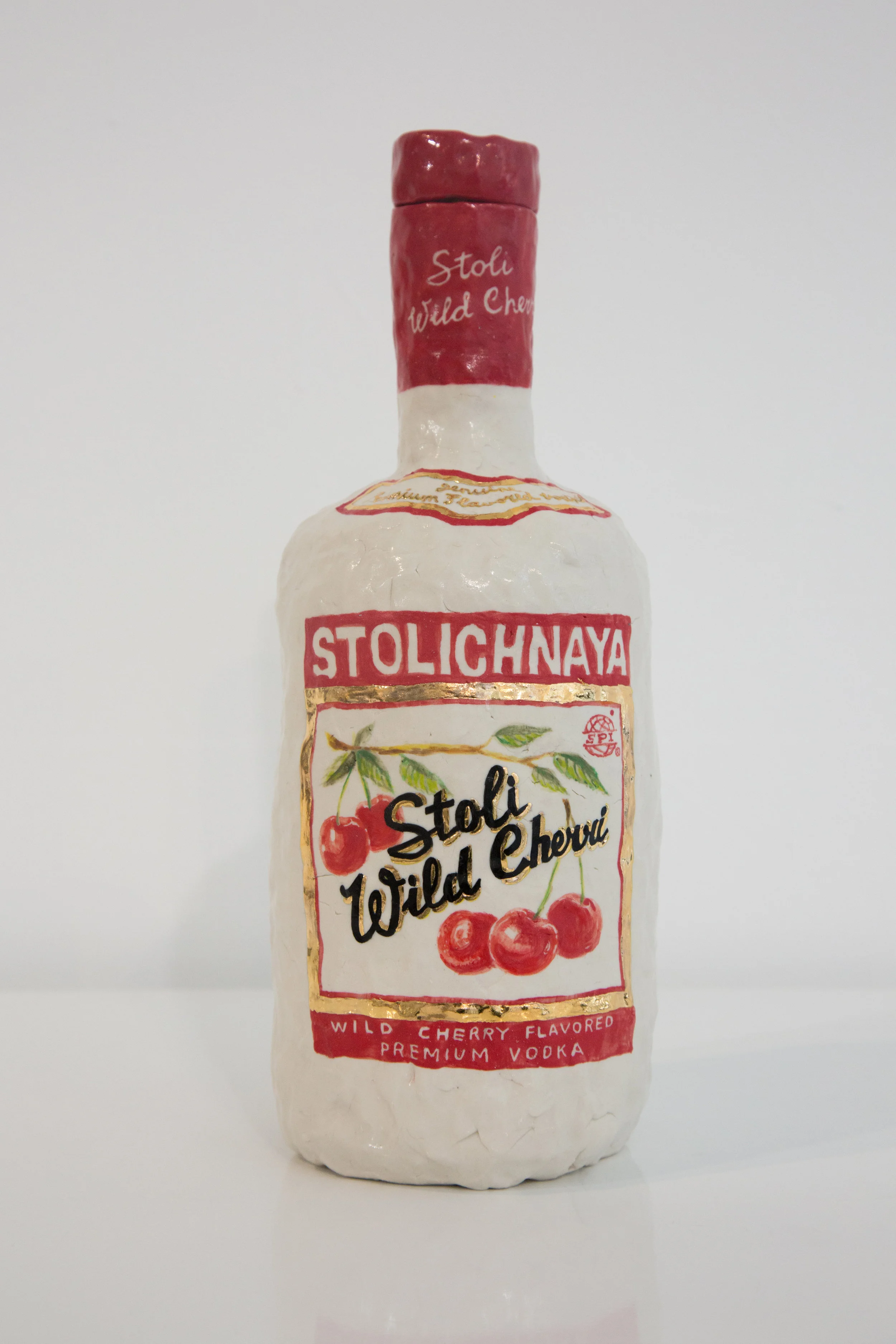   OKS   Cherry Stoli,&nbsp; 2016  Glazed porcelain, luster, cork 13 x 4 1/2 x 4 in 