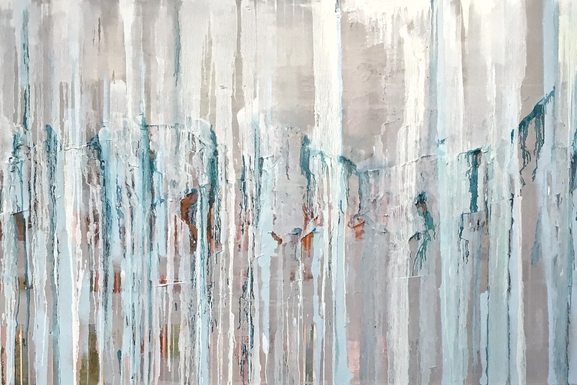  Annie Shinn  Highland,  2017 Oil, spray paint, on canvas 48 x 72 in 