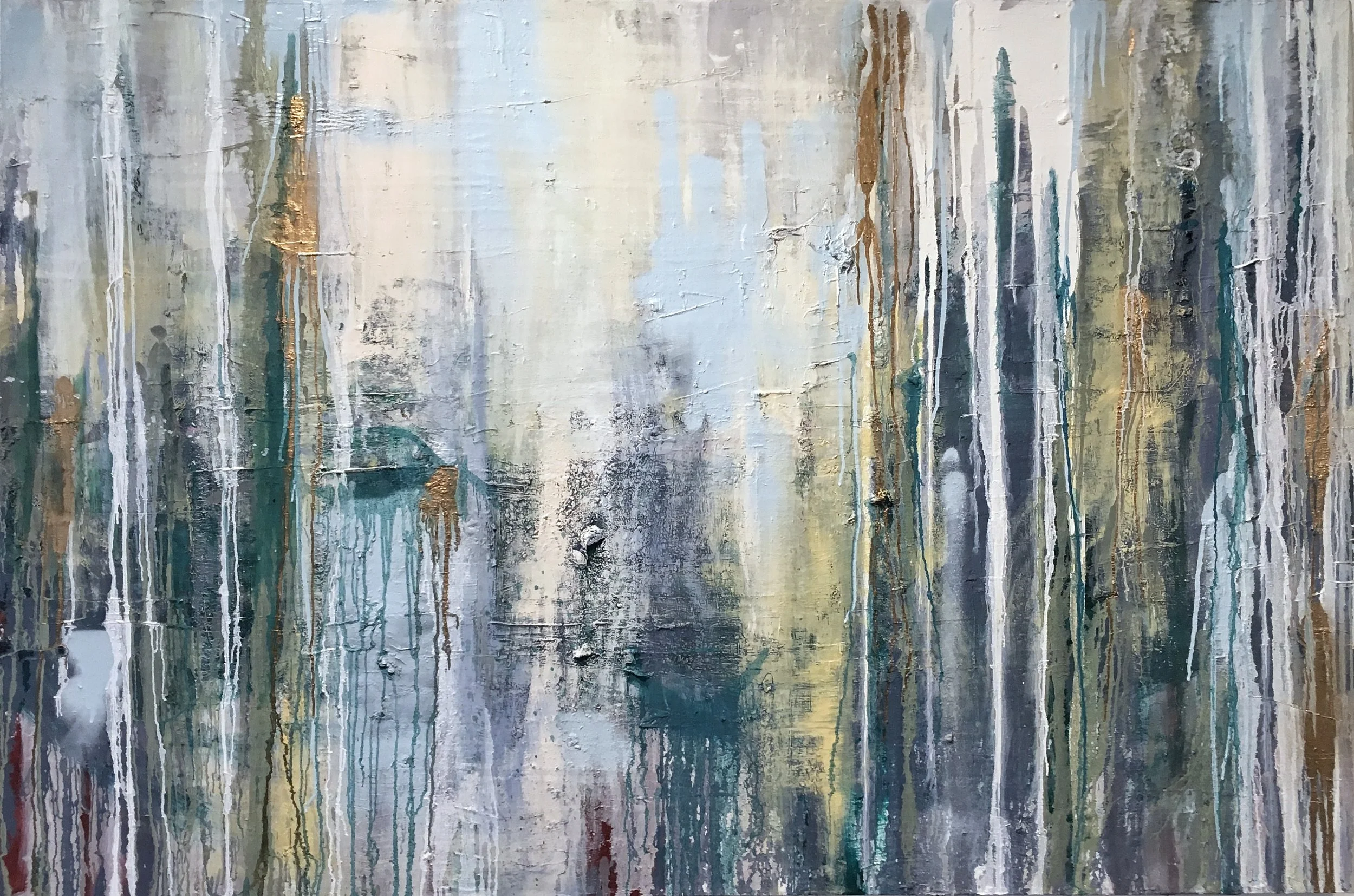  Annie Shinn  Summit,  2017 Oil, spray paint, on canvas 48 x 72 in 