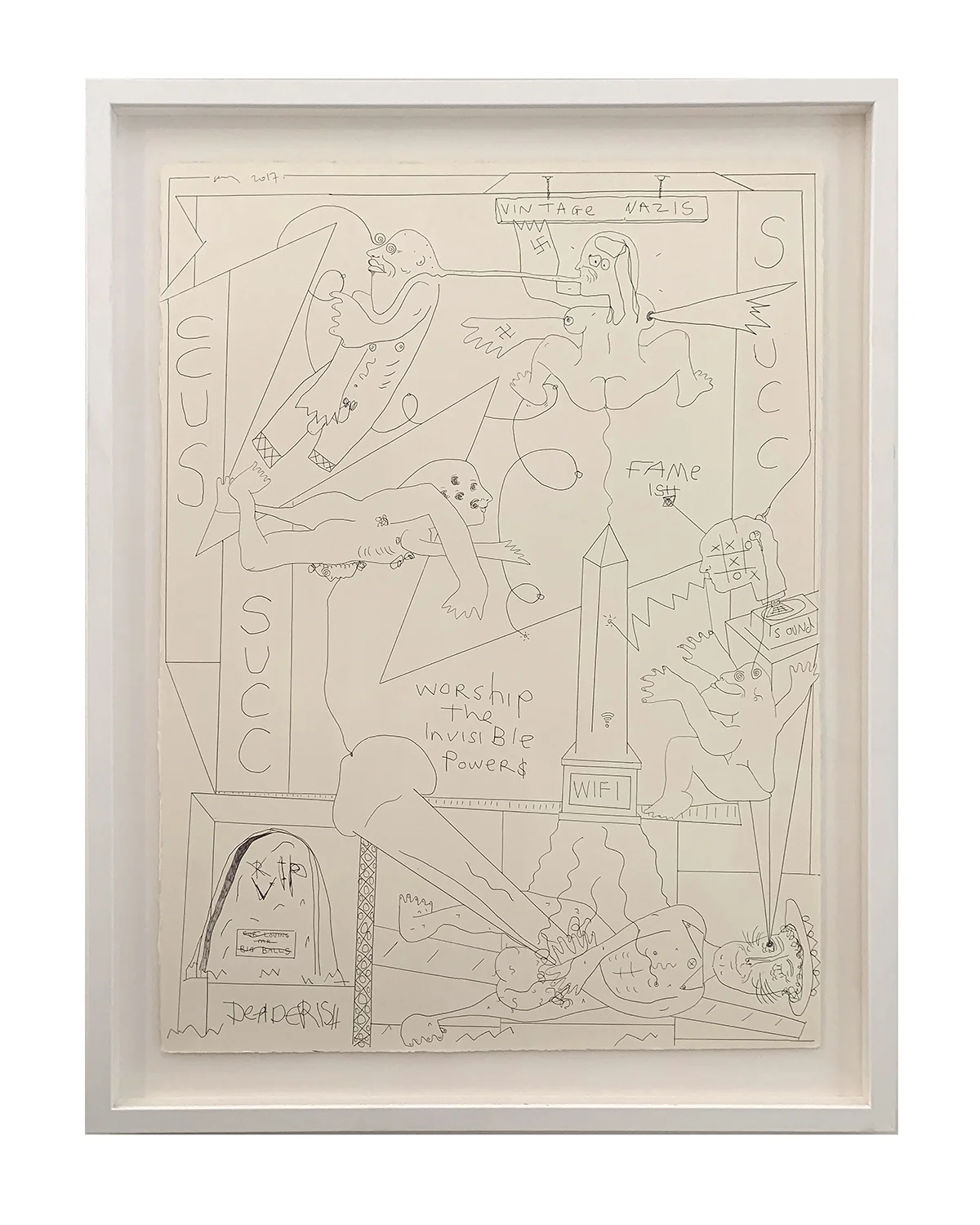 Invisible Powers , 2017-2018 Pen on archival paper in museum frame 34 3/4 x 26 3/4 inches