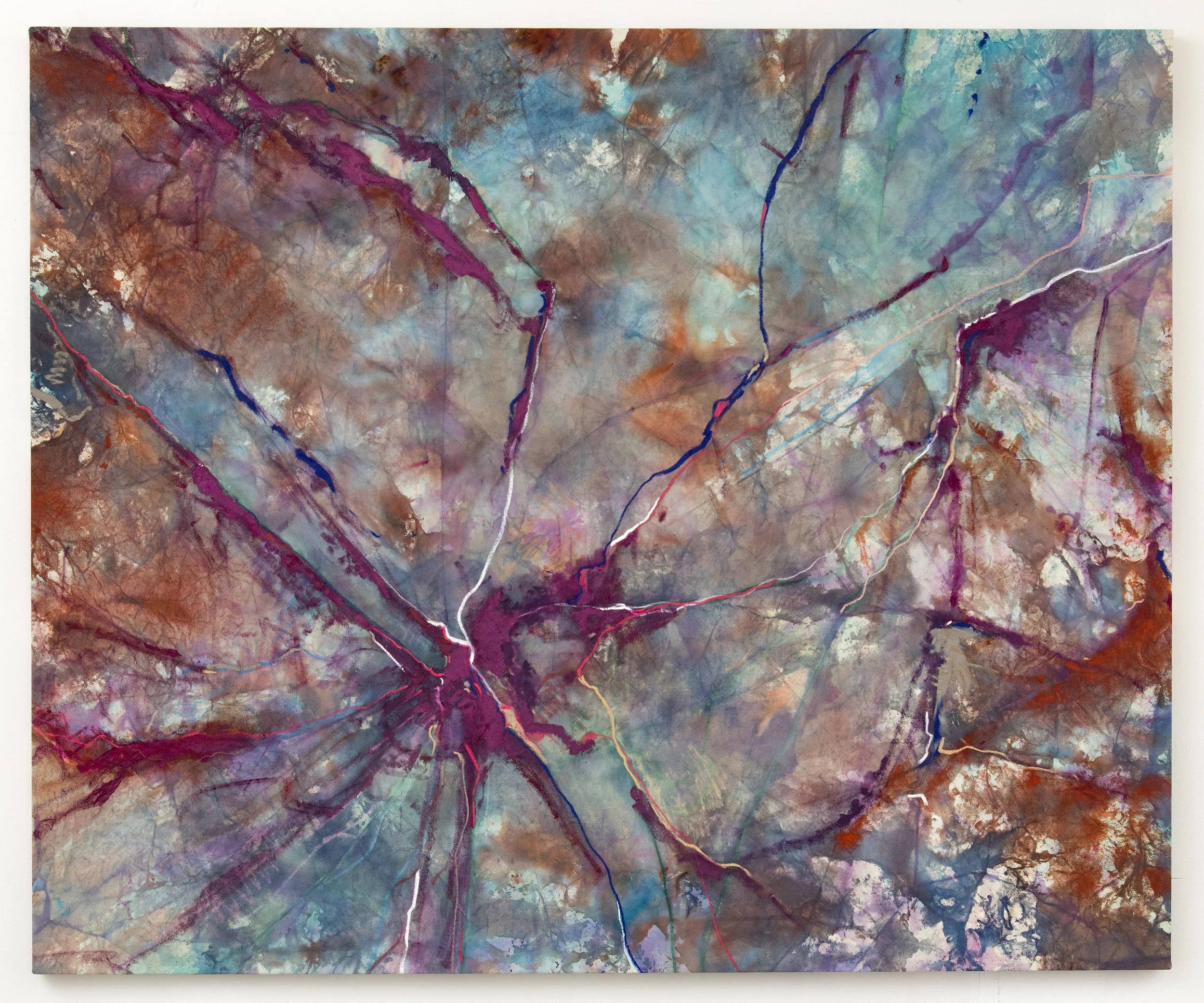 ANNIE SHINN Homecoming , 2019 Dye, Oil paint and oil pastel on canvas 64 x 78 inches