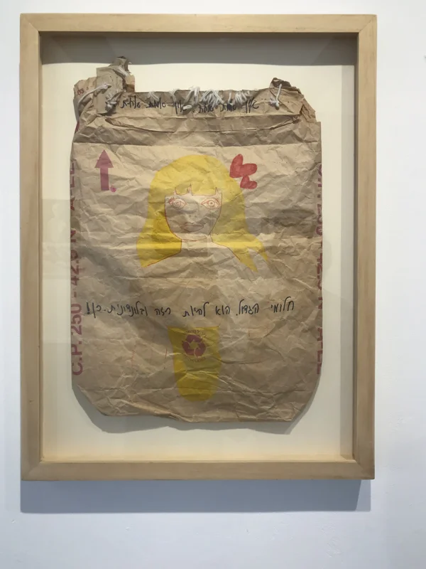 "My dream is to be thin and blonde. Yeah!" drawing on a flour bag!!! Loved this piece :)