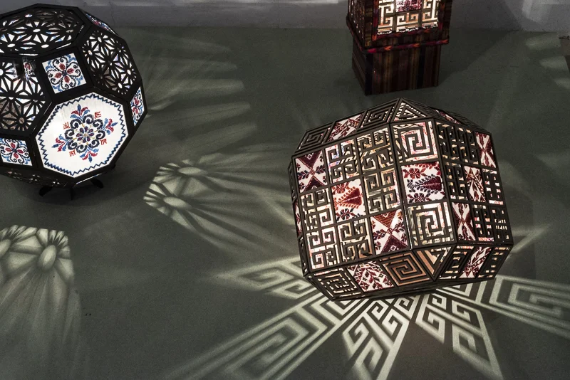 Palestinian embroidery embedded in a designer lamp
