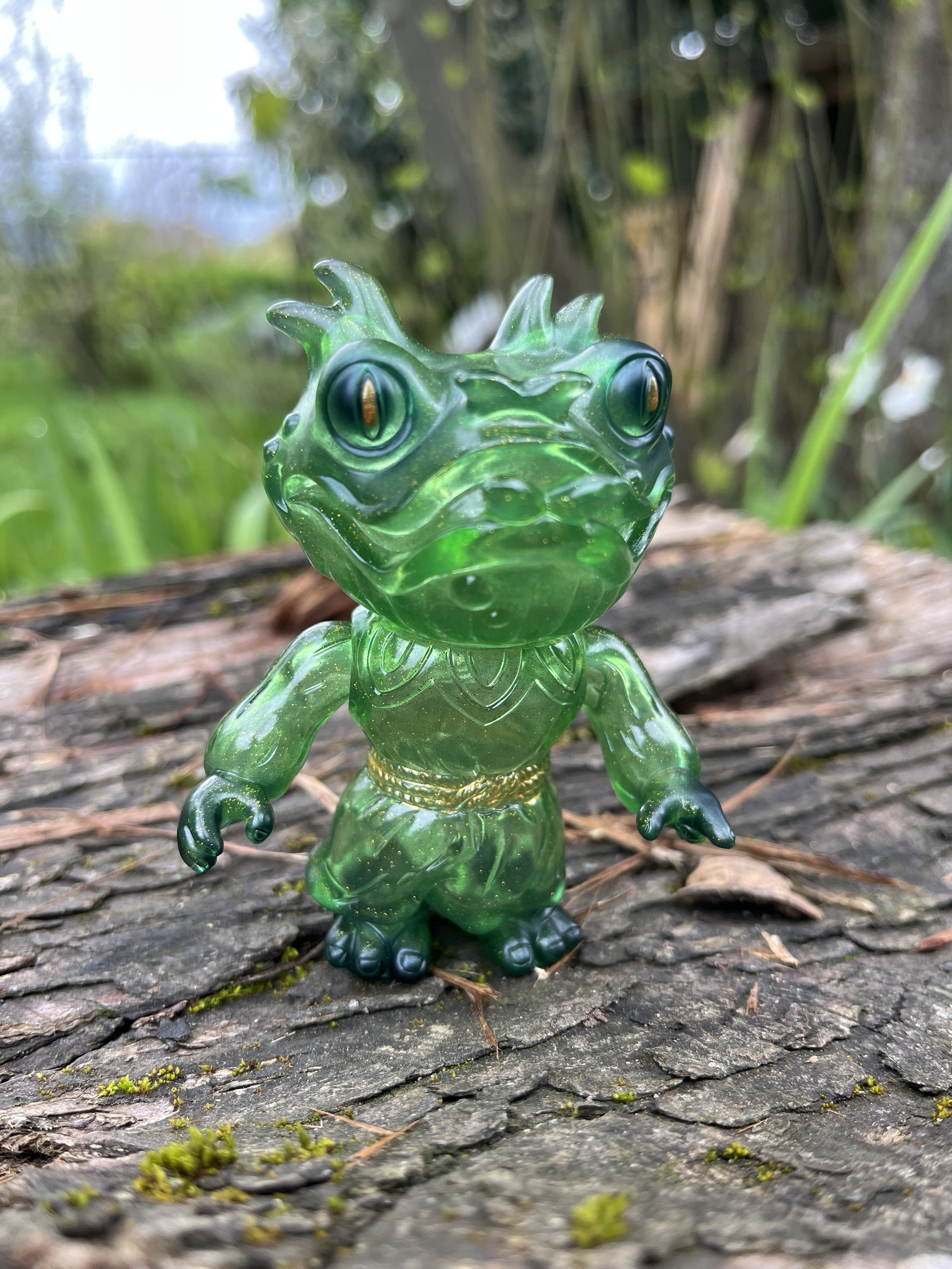 Trina Gold Eyes avocado trans green vinyl with gold flecks