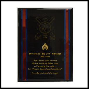 Plaque Style 5 9x12" Piano Black w/ 1 Logo & Rank