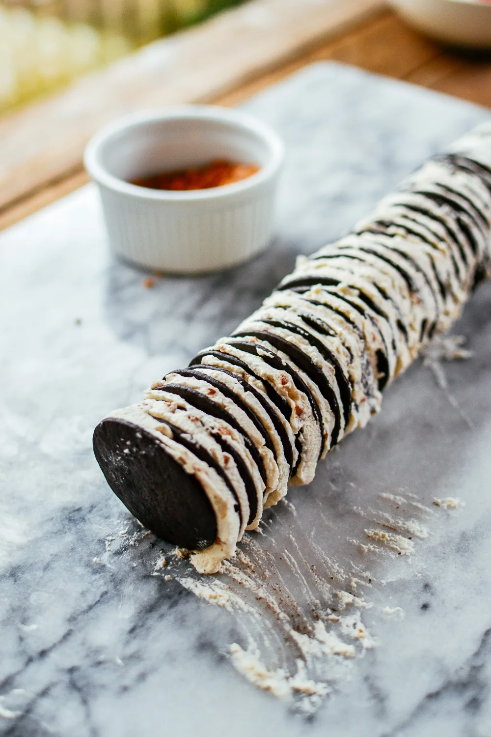 chocolate caramel yule log cake — the farmer's daughter let's bake