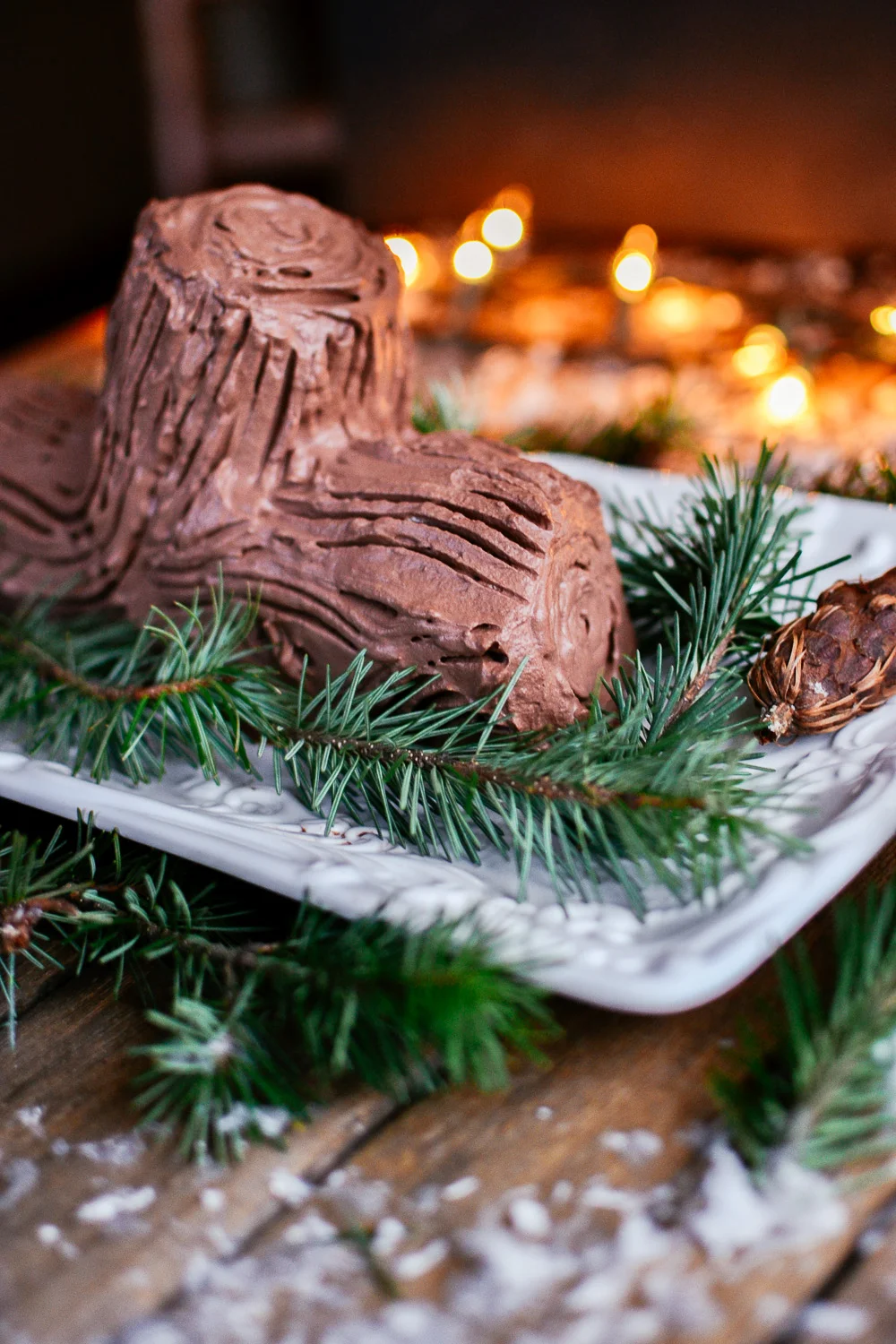 chocolate caramel yule log cake — the farmer's daughter let's bake