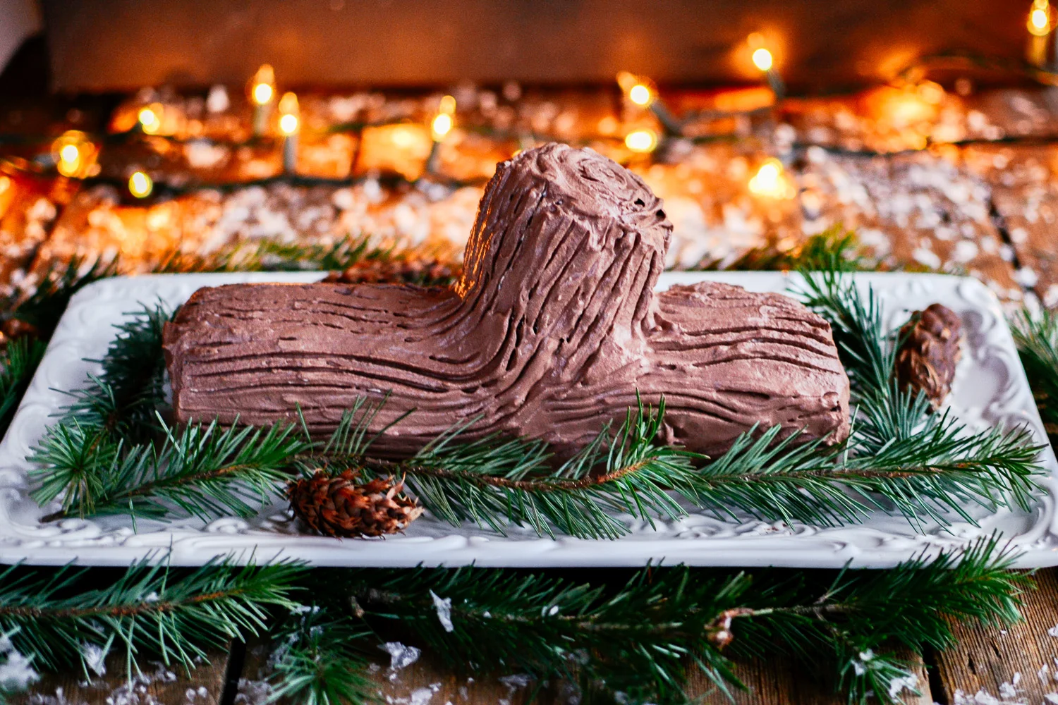 chocolate caramel yule log cake — the farmer's daughter let's bake