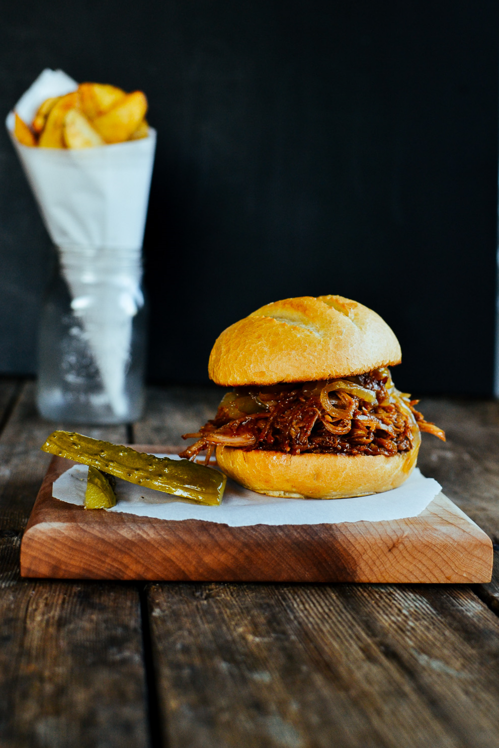 pulled turkey sandwiches (with homemade BBQ sauce) & handcut crispy oven baked fries — the farmer's daughter | bake something