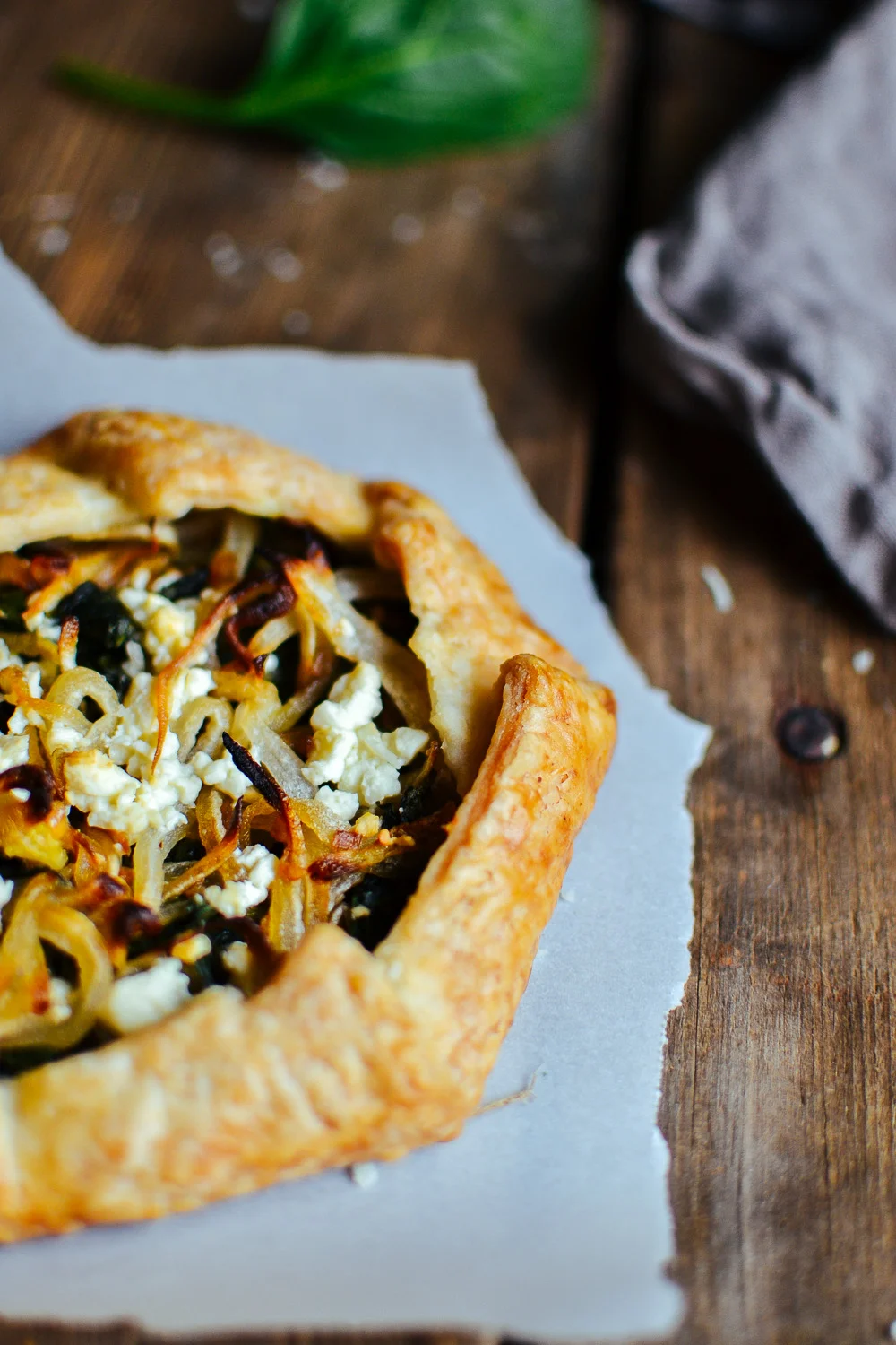 sauteed onion, spinach, and feta savoury galette — the farmer's
