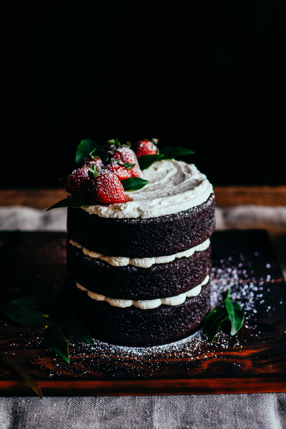 chocolate cake with strawberries and mascarpone frosting x nineteenten ...