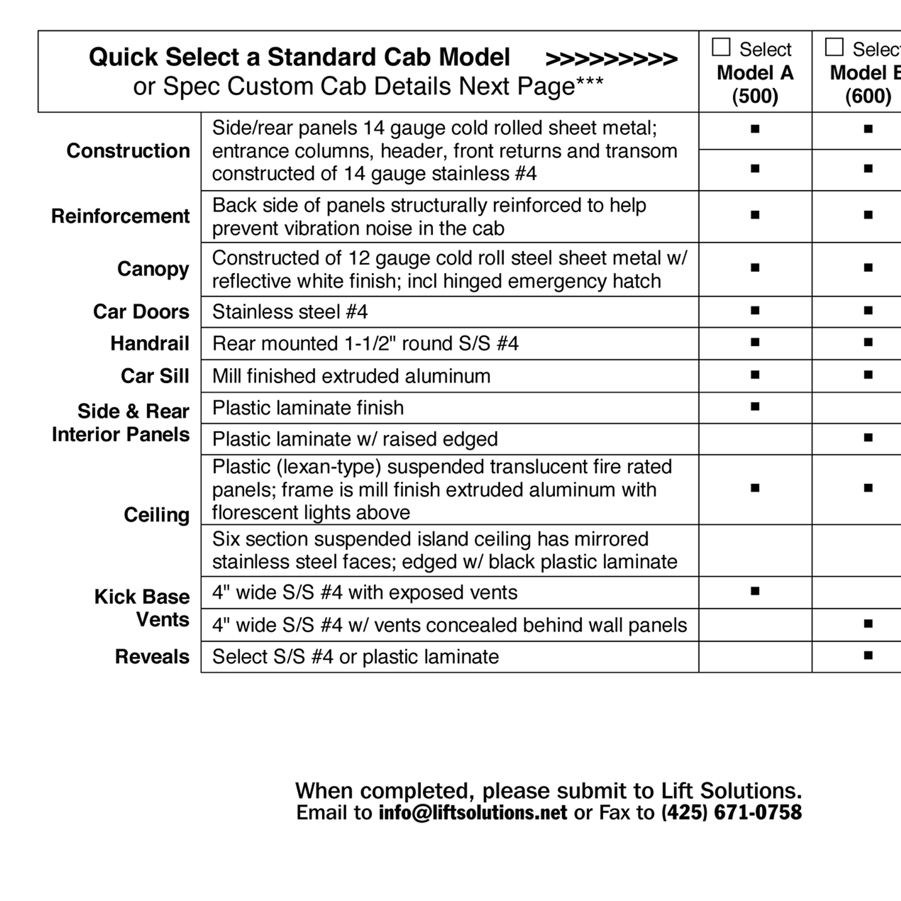 Chestnut Marketing Lift Solutions RFQ Forms 2