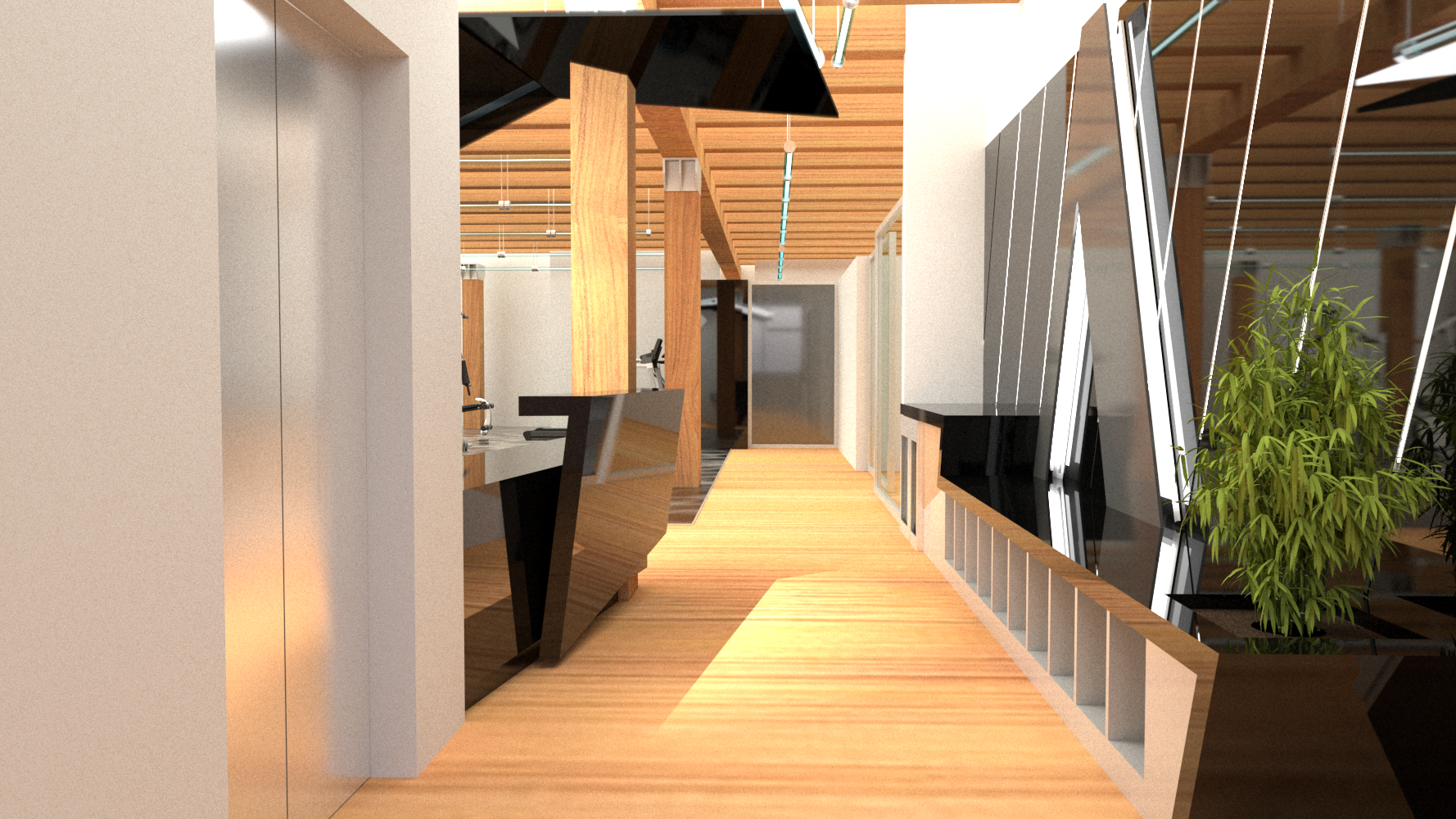 Entry & Reception Concept, view towards Locker Room