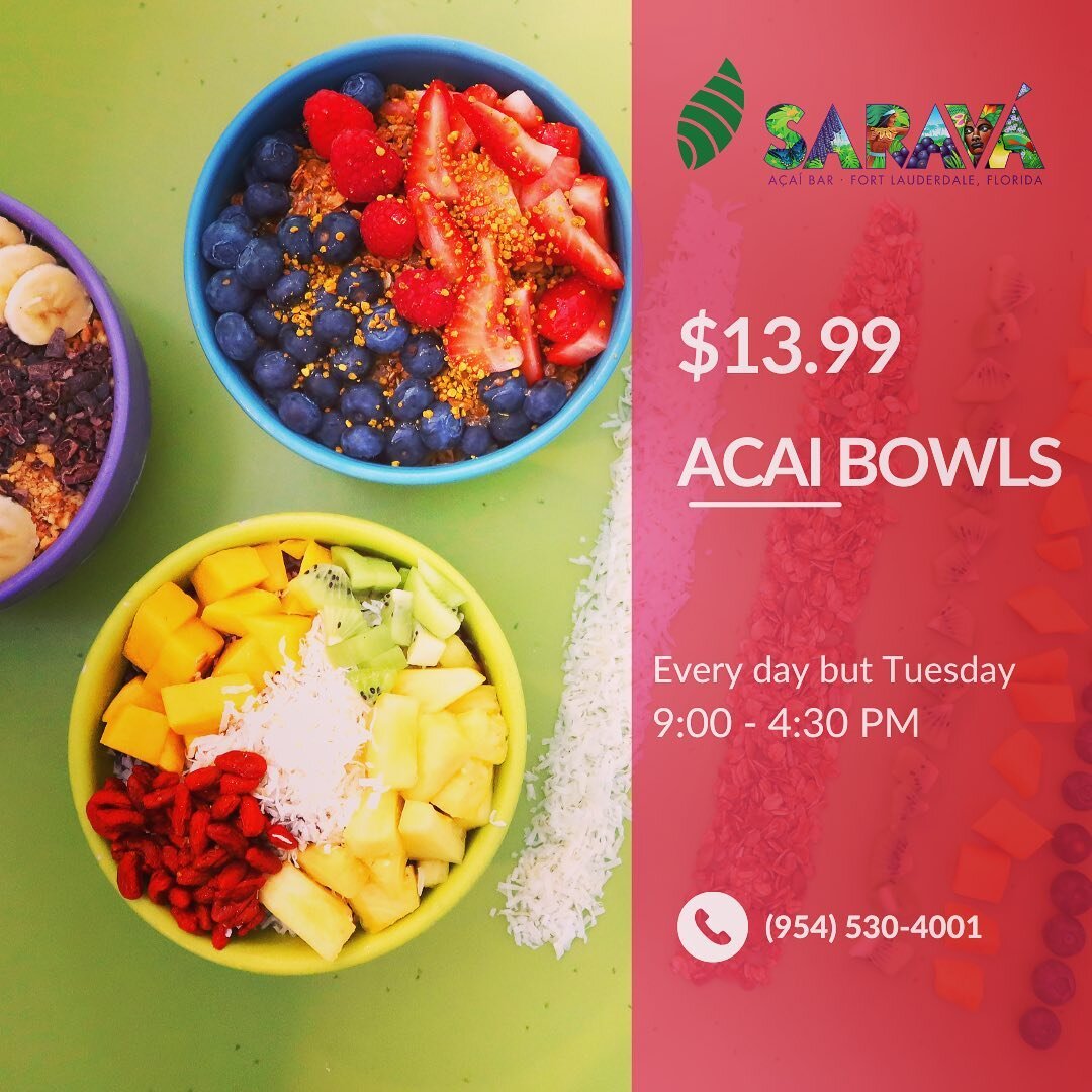 Fresh and delicious superfood smoothies and a&ccedil;a&iacute; bowls! Order in store or online. Link in bio. 

#sarava #wiltonmanors #wiltonmanorsfl #ftlauderdale #ftlauderdalebeach #a&ccedil;a&iacute; #acaibowls