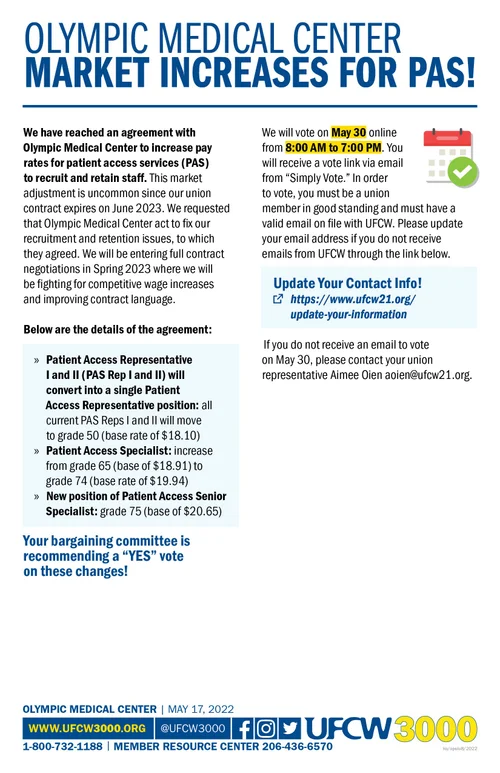 Olympic Medical Center Market Increases for PAS! — UFCW 3000