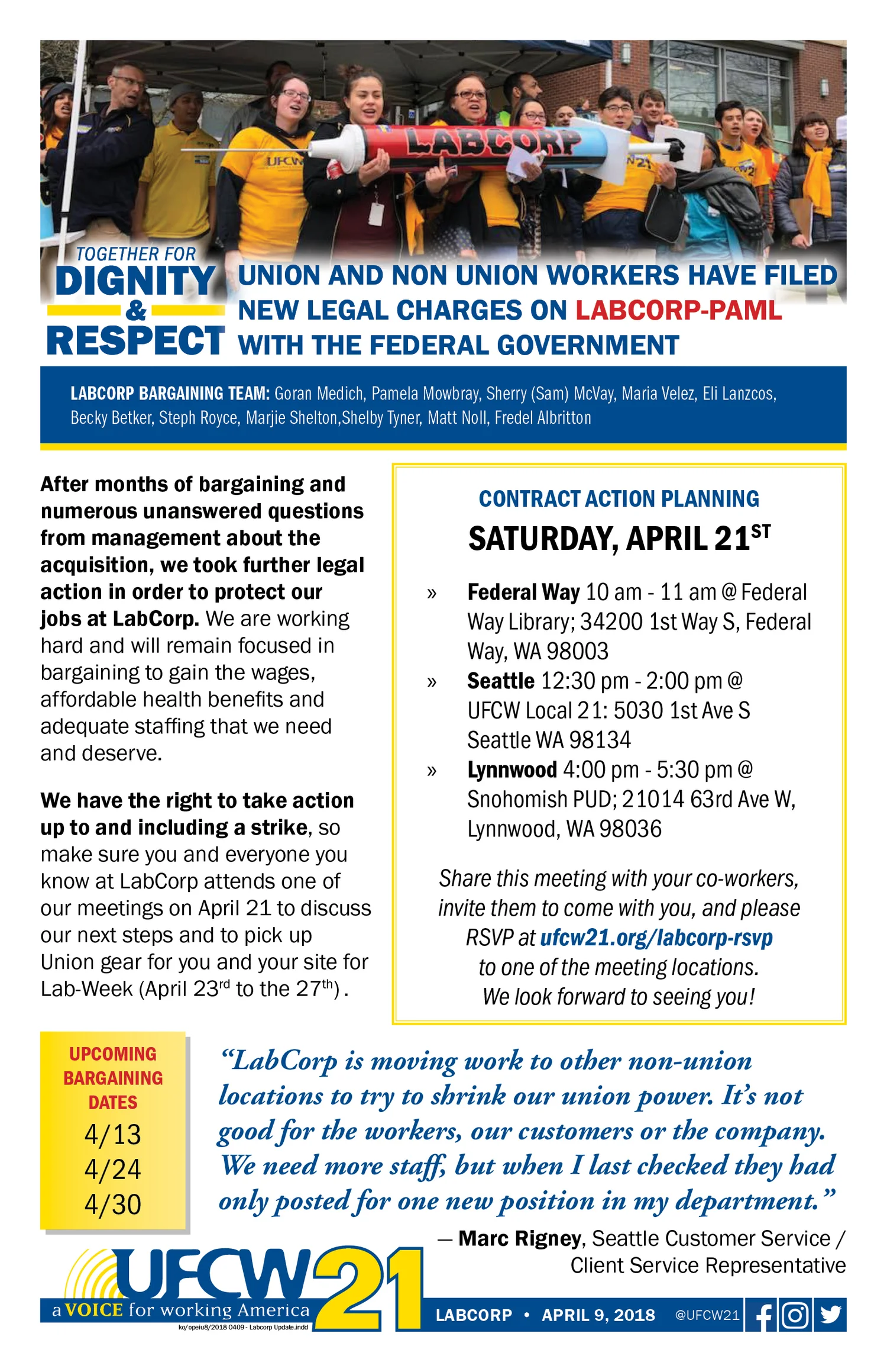 Labcorp Union and Non Union Workers Have Filed New Legal Charges on