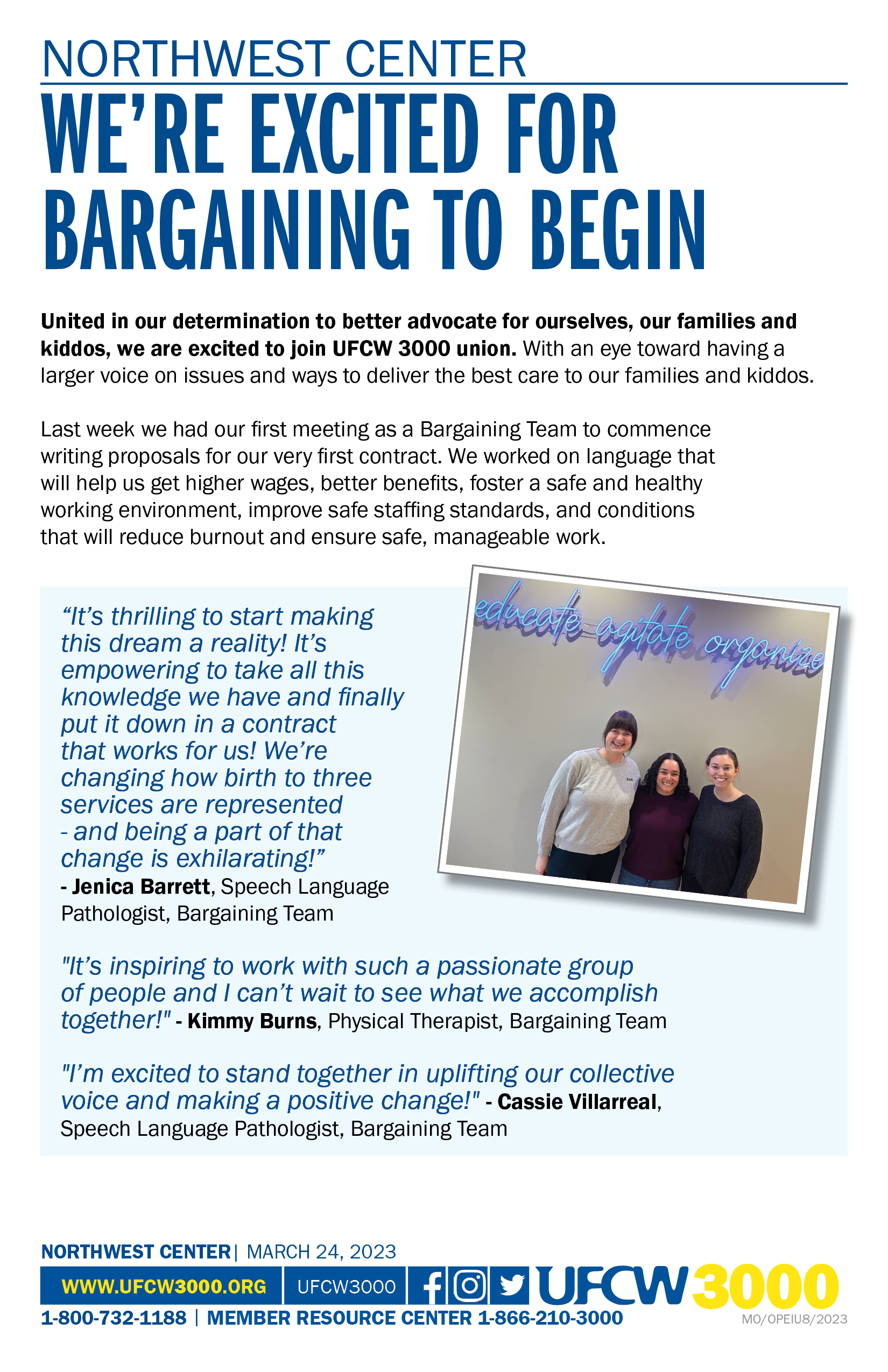 Northwest Center - We’re Excited for bargaining to begin!