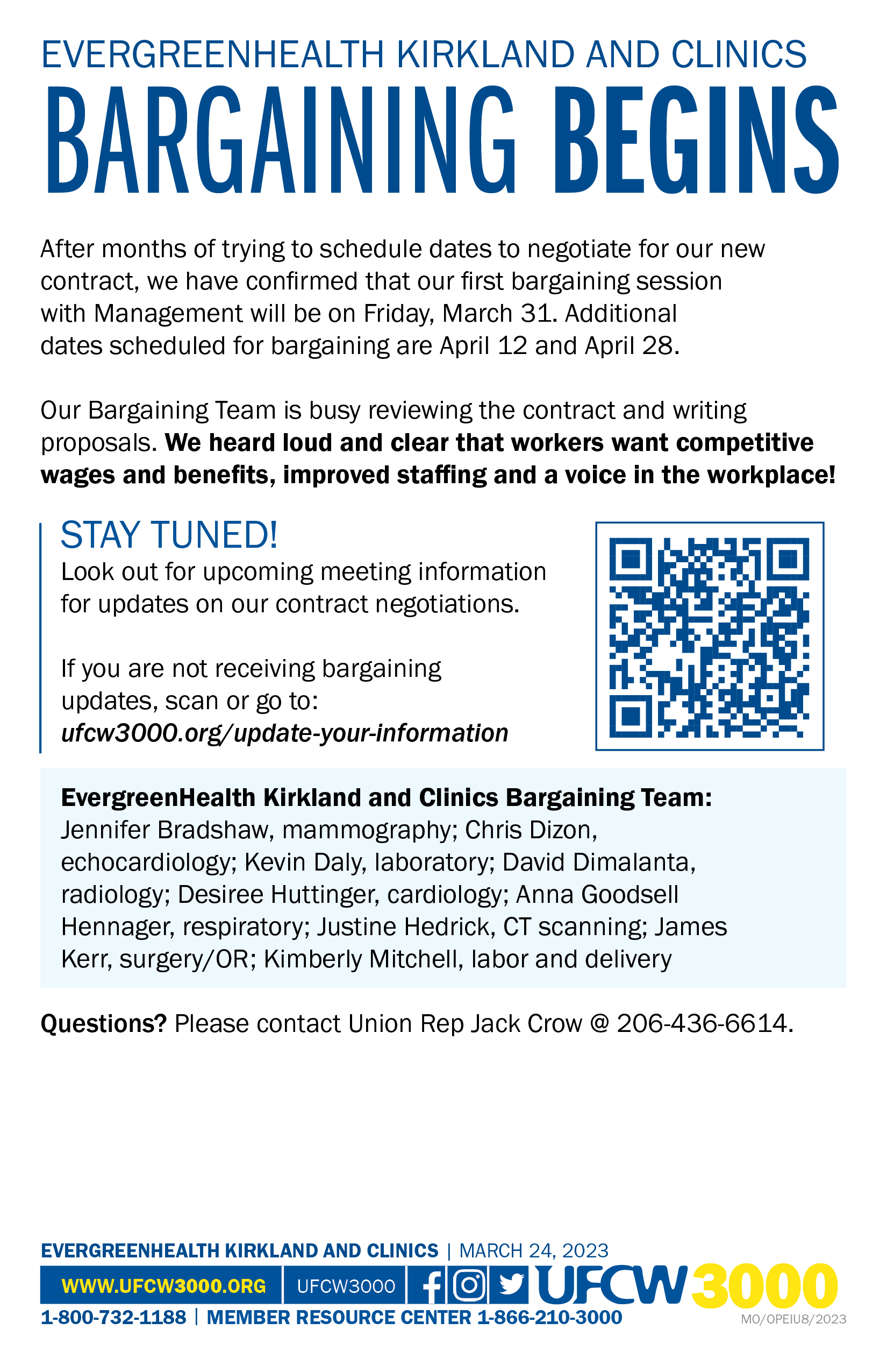 EvergreenHealth Kirkland and Clinics - Bargaining Begins