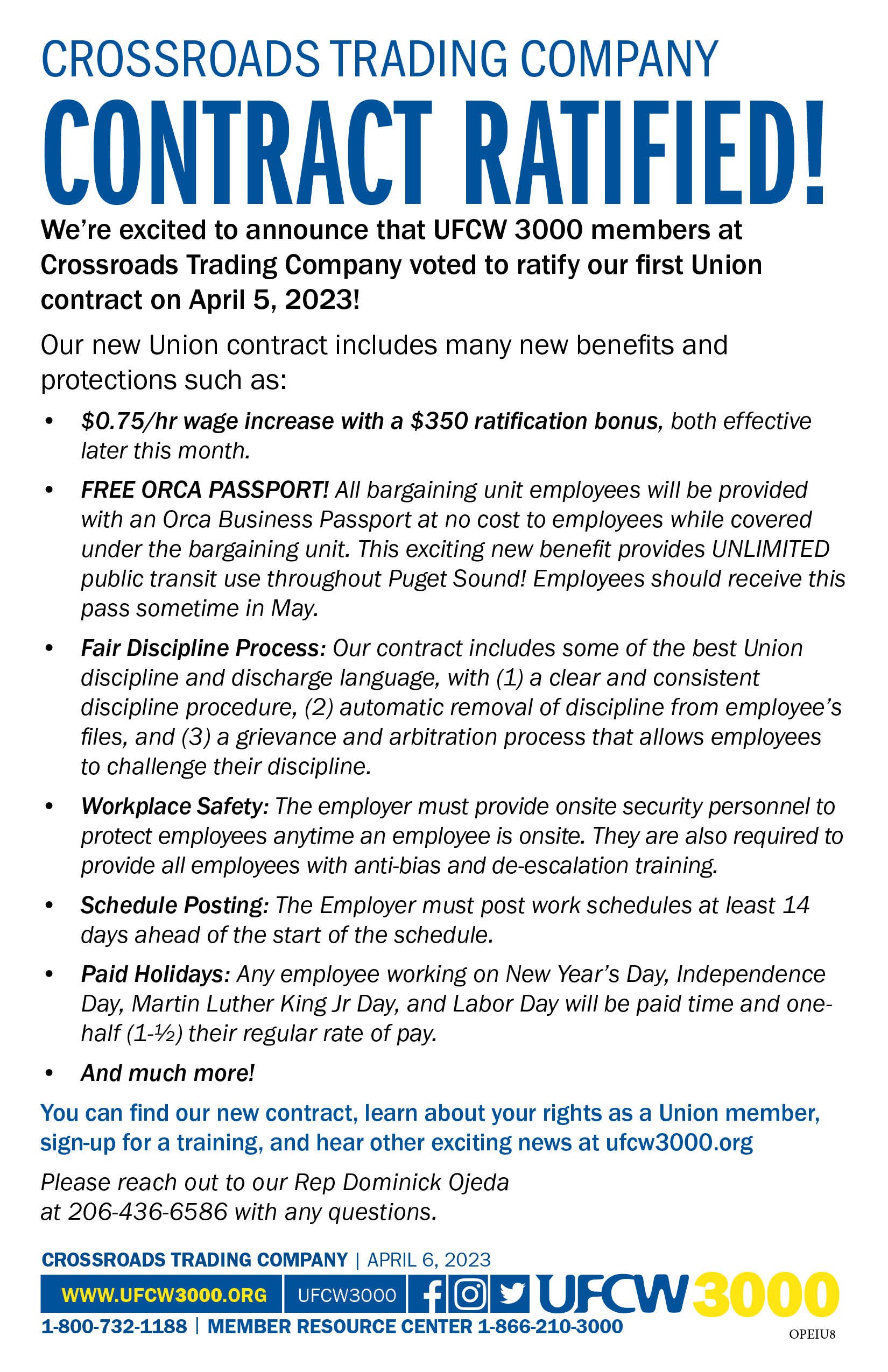Crossroads Trading Company CONTRACT RATIFIED!