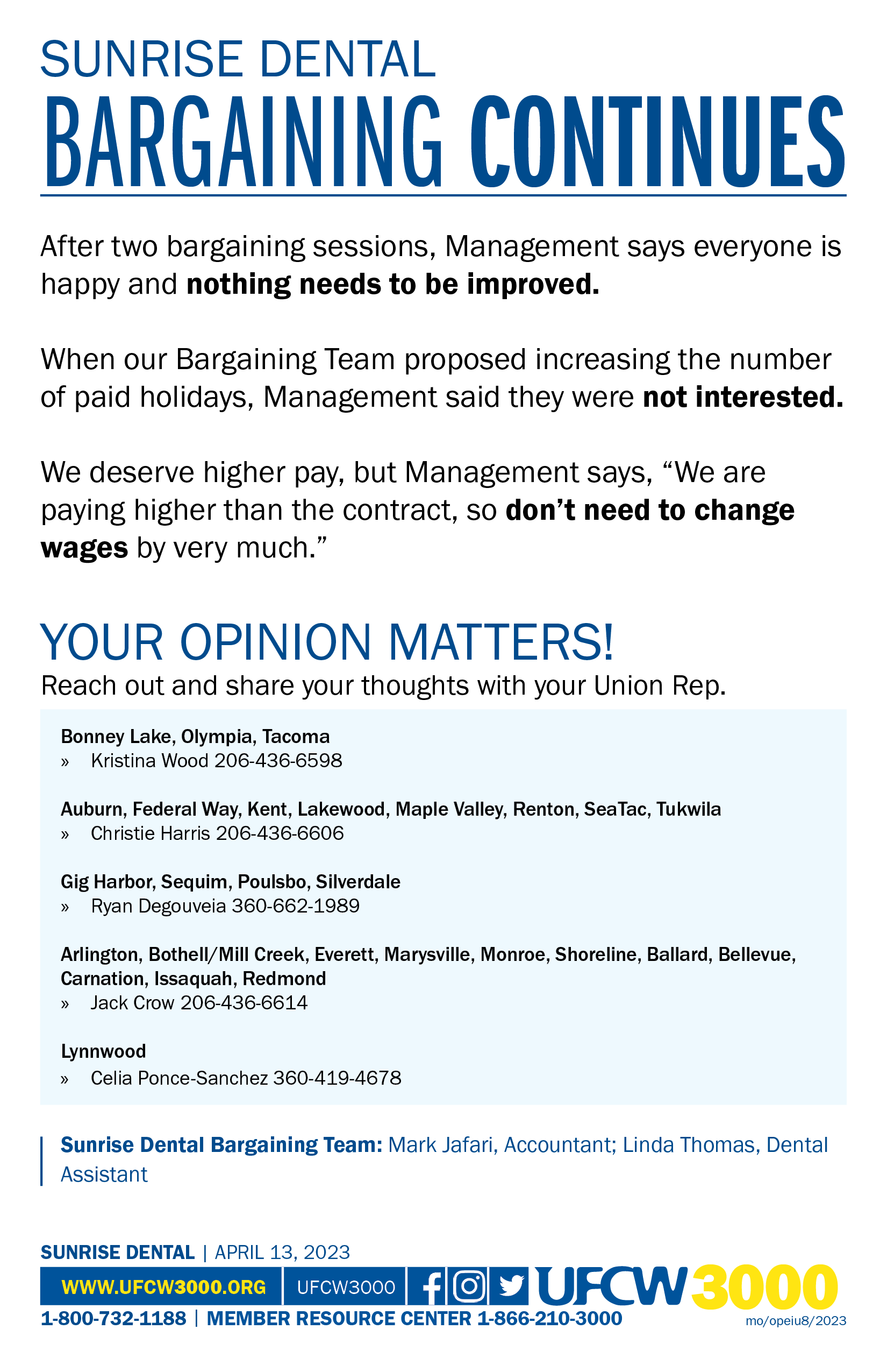 Sunrise Dental - Bargaining Continues