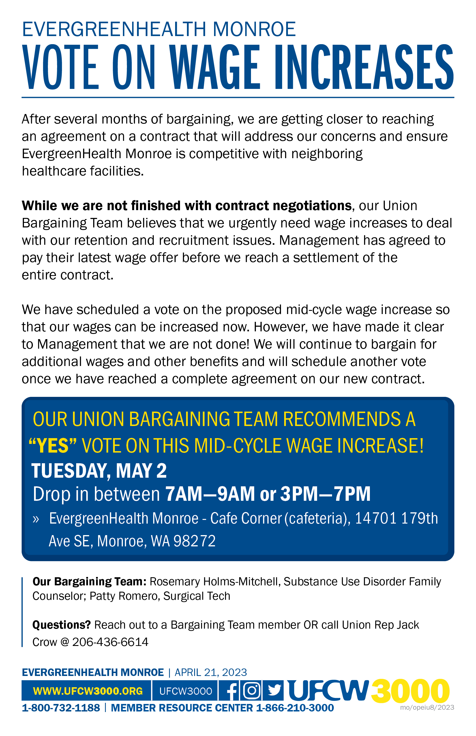 EvergreenHealth Monroe - Vote on wage increases