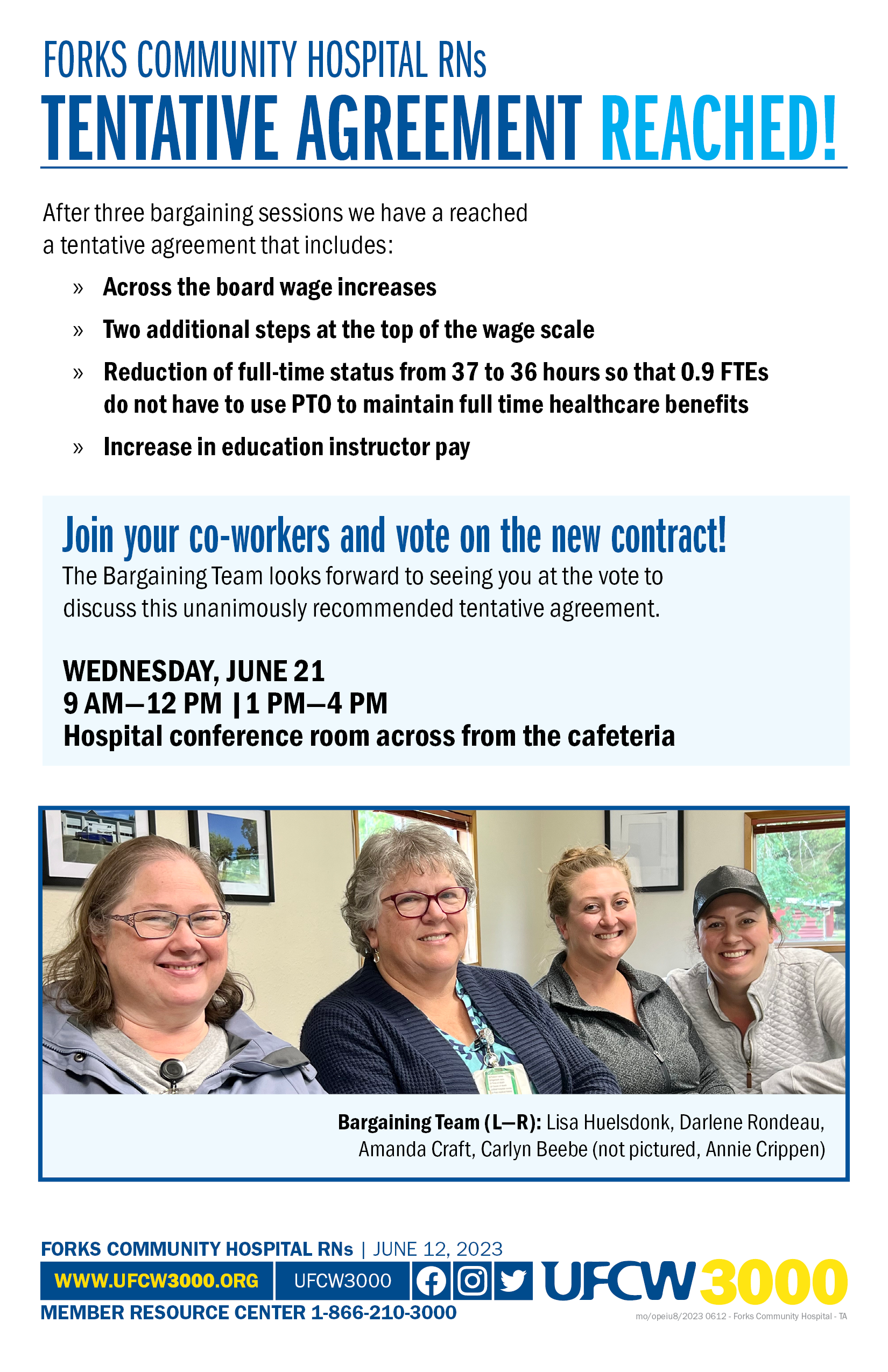 Forks Community Hospital RNs - Tentative agreement reached!