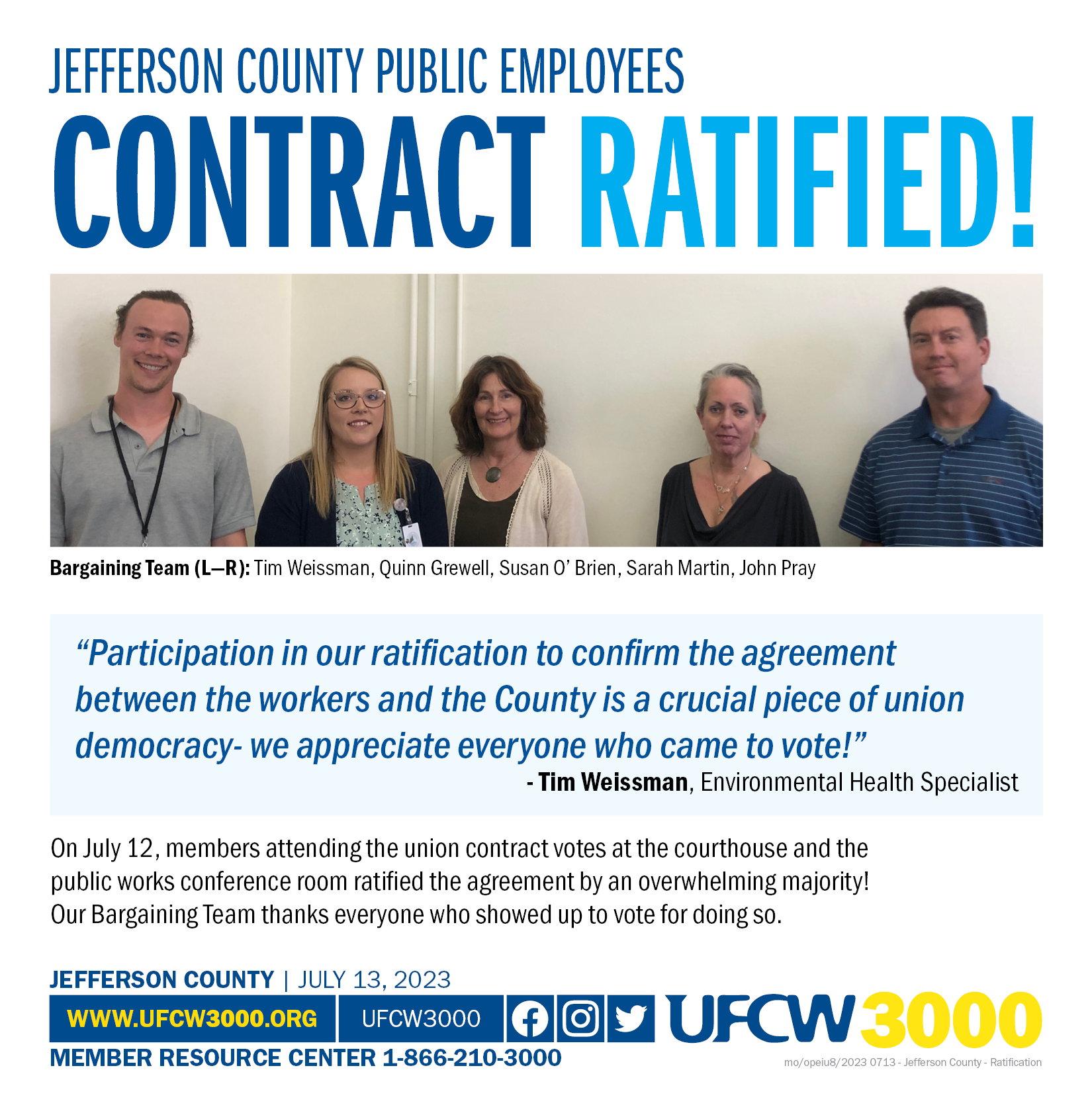 Jefferson County Public Employees - Contract Ratified!