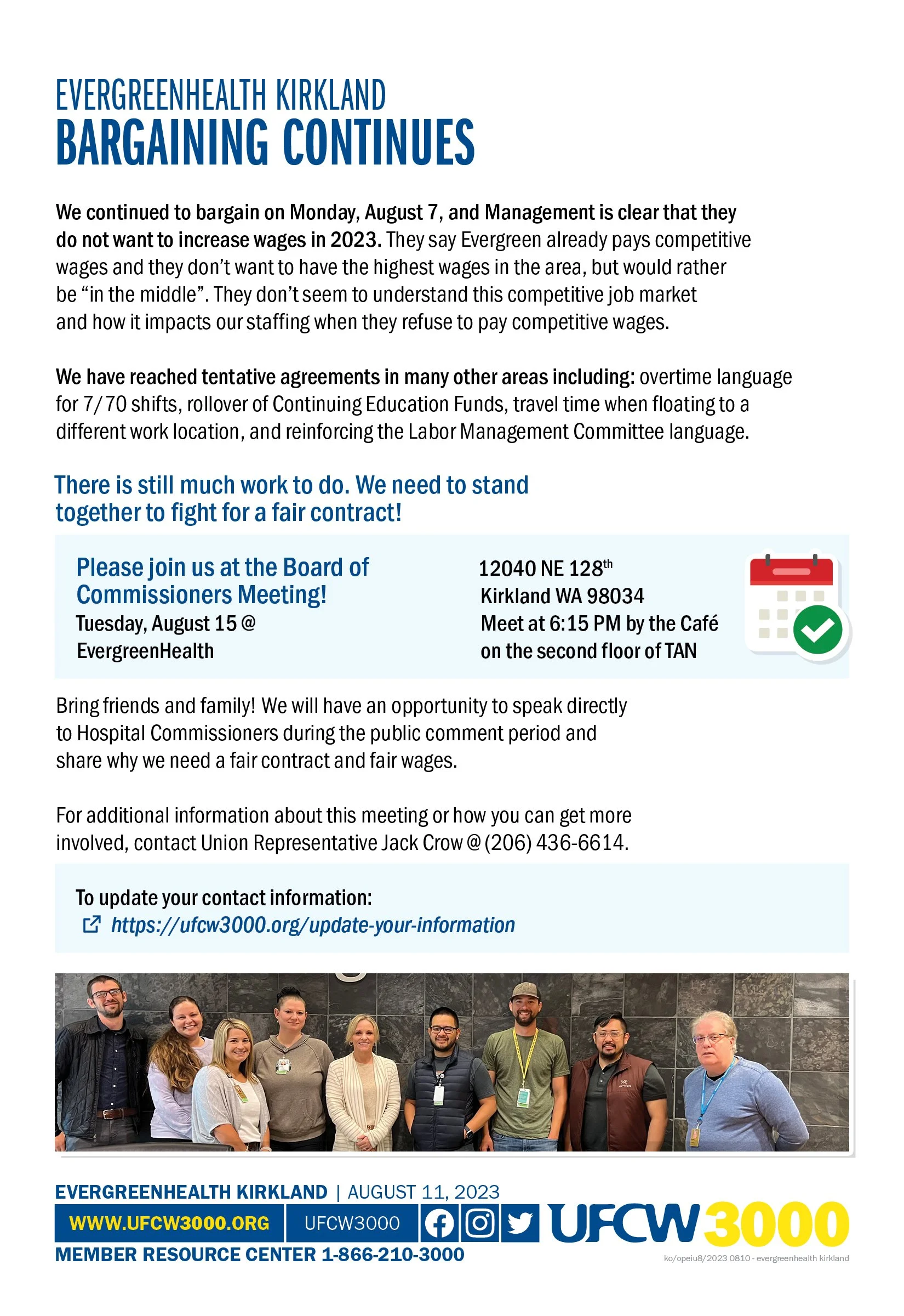 EvergreenHealth Kirkland - Bargaining Continues