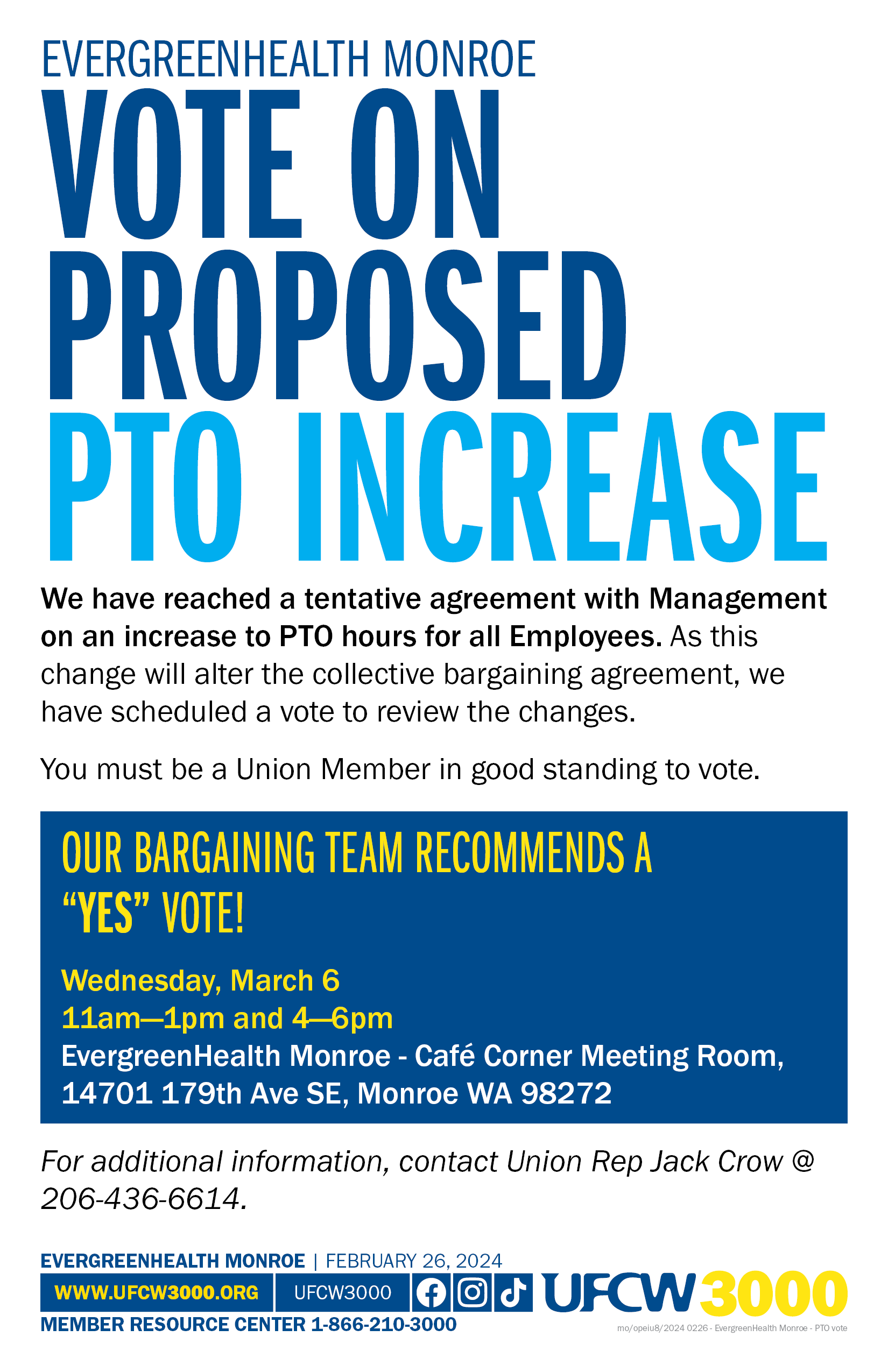 EvergreenHealth Monroe - Vote on proposed PTO increase