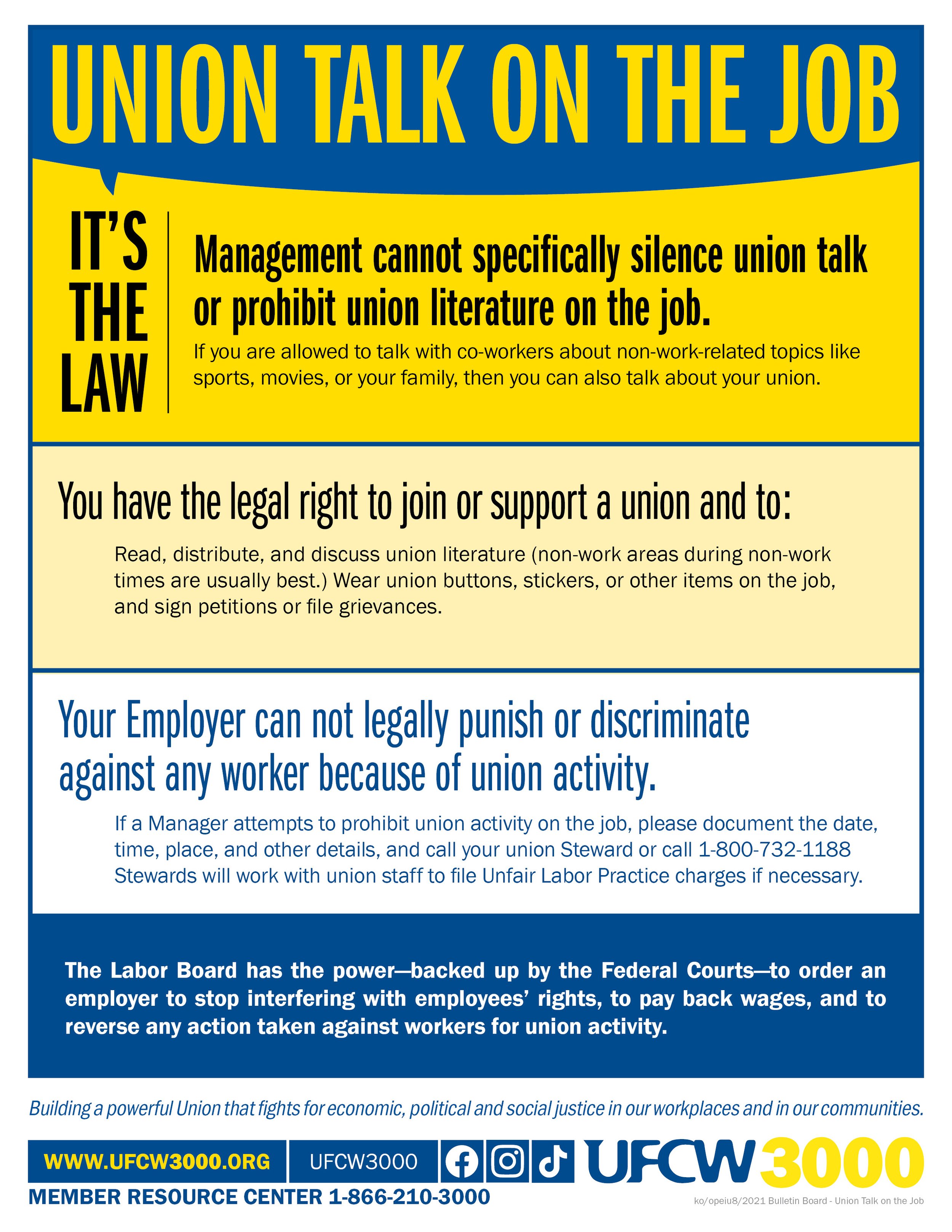 Union talk on the job - It's the law