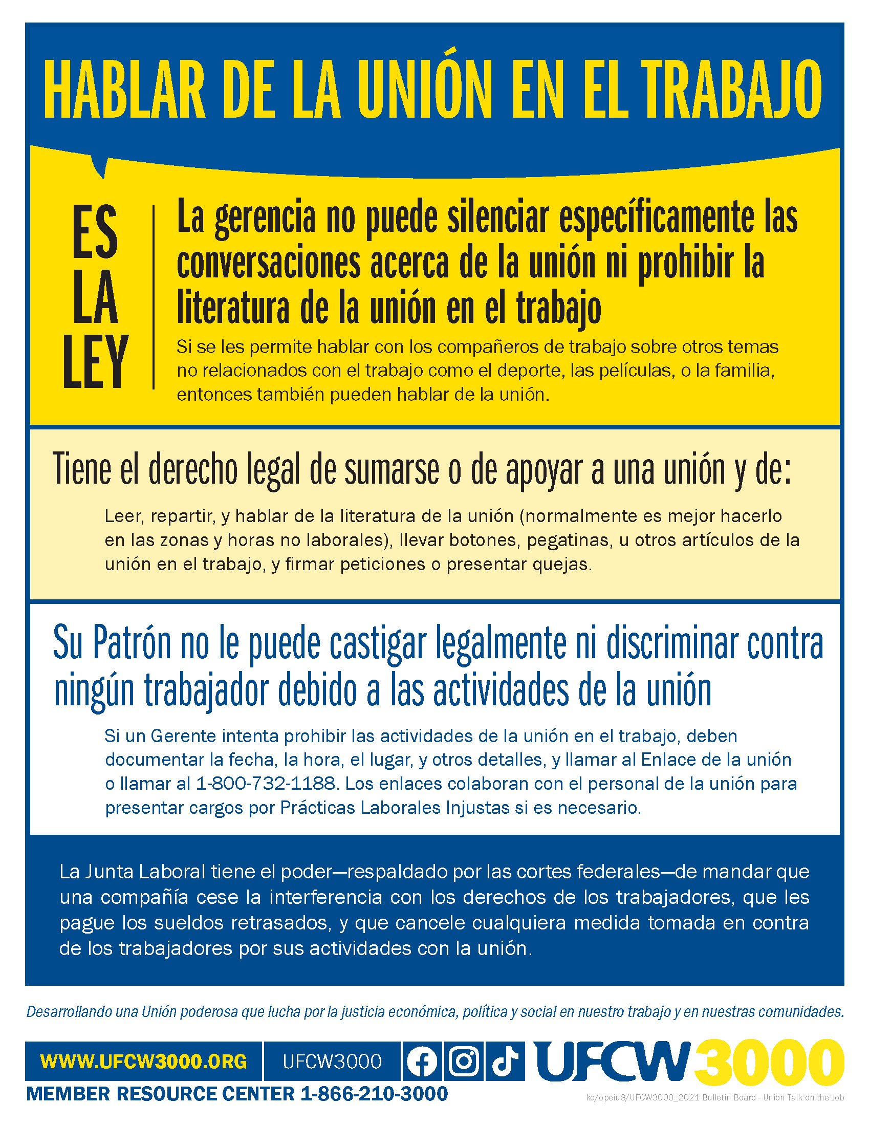 Union talk on the job - It's the law - Spanish