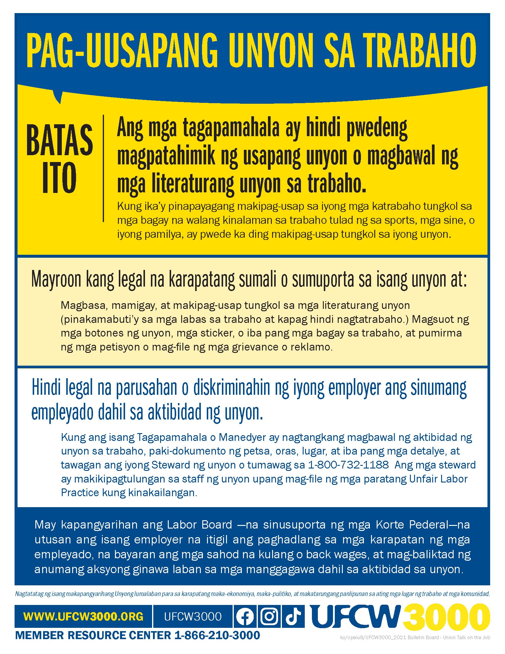 Union talk on the job - t's the law - Tagolog