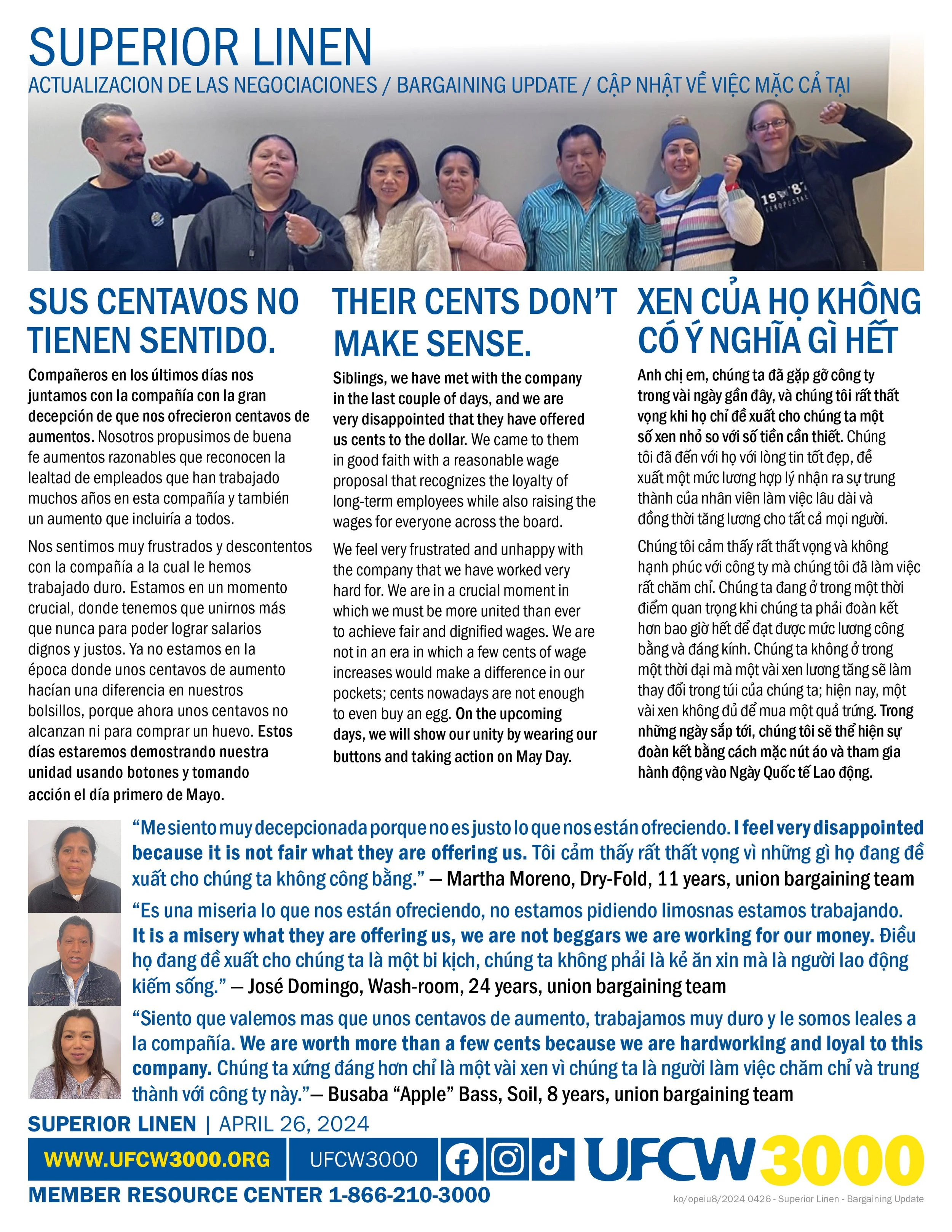 Superior Linen Bargaining Update