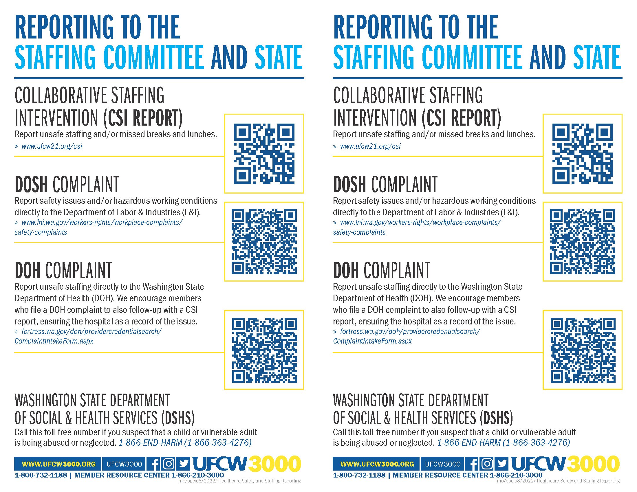 Healthcare safety and staffing reporting