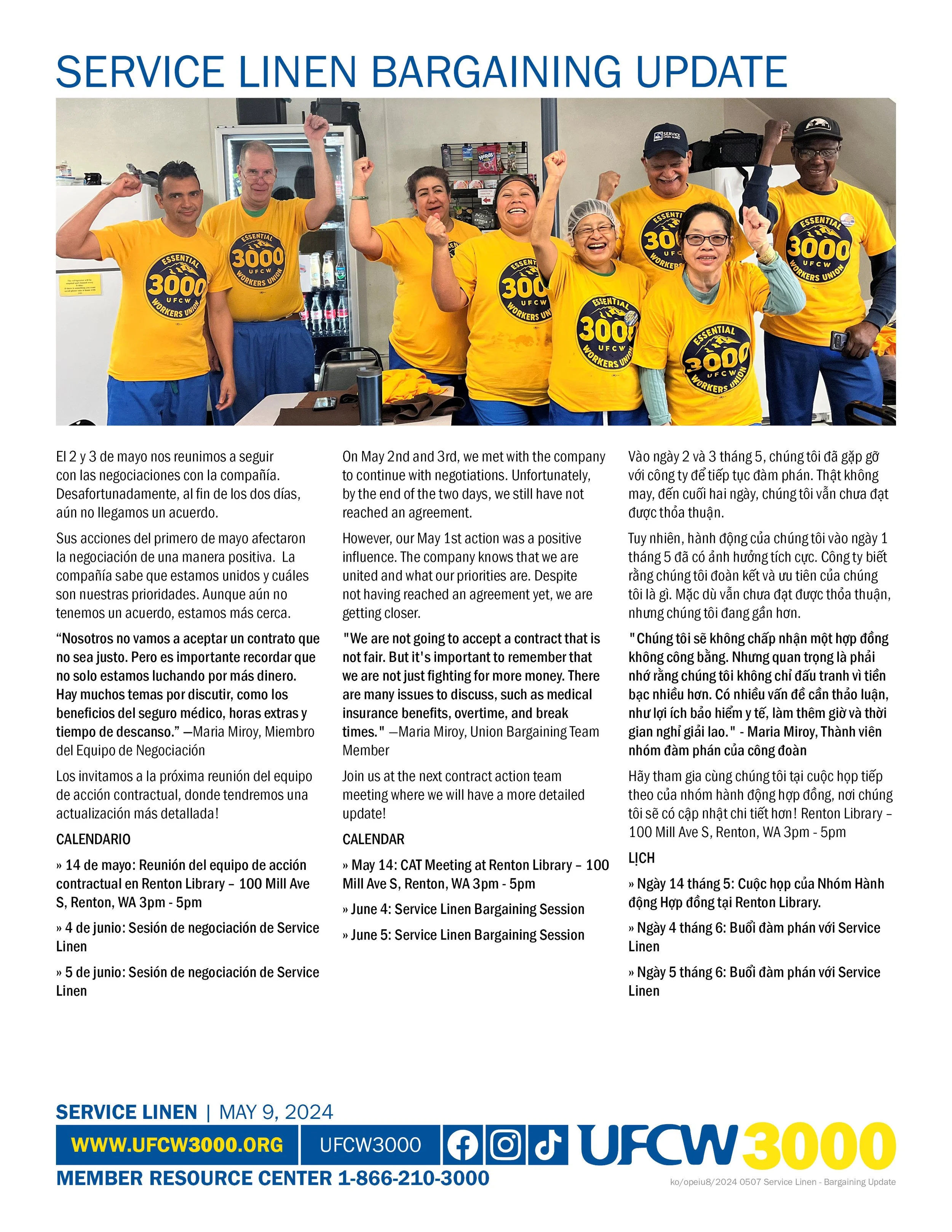 Service Linen Bargaining Update