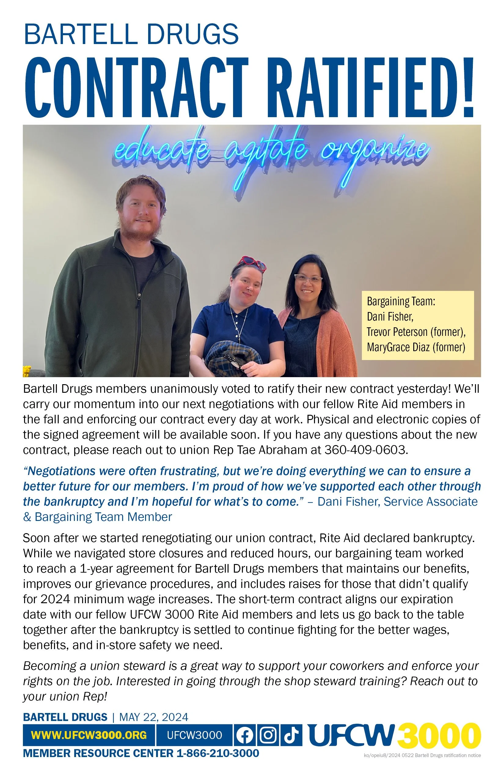 Bartell Drugs contract ratified!
