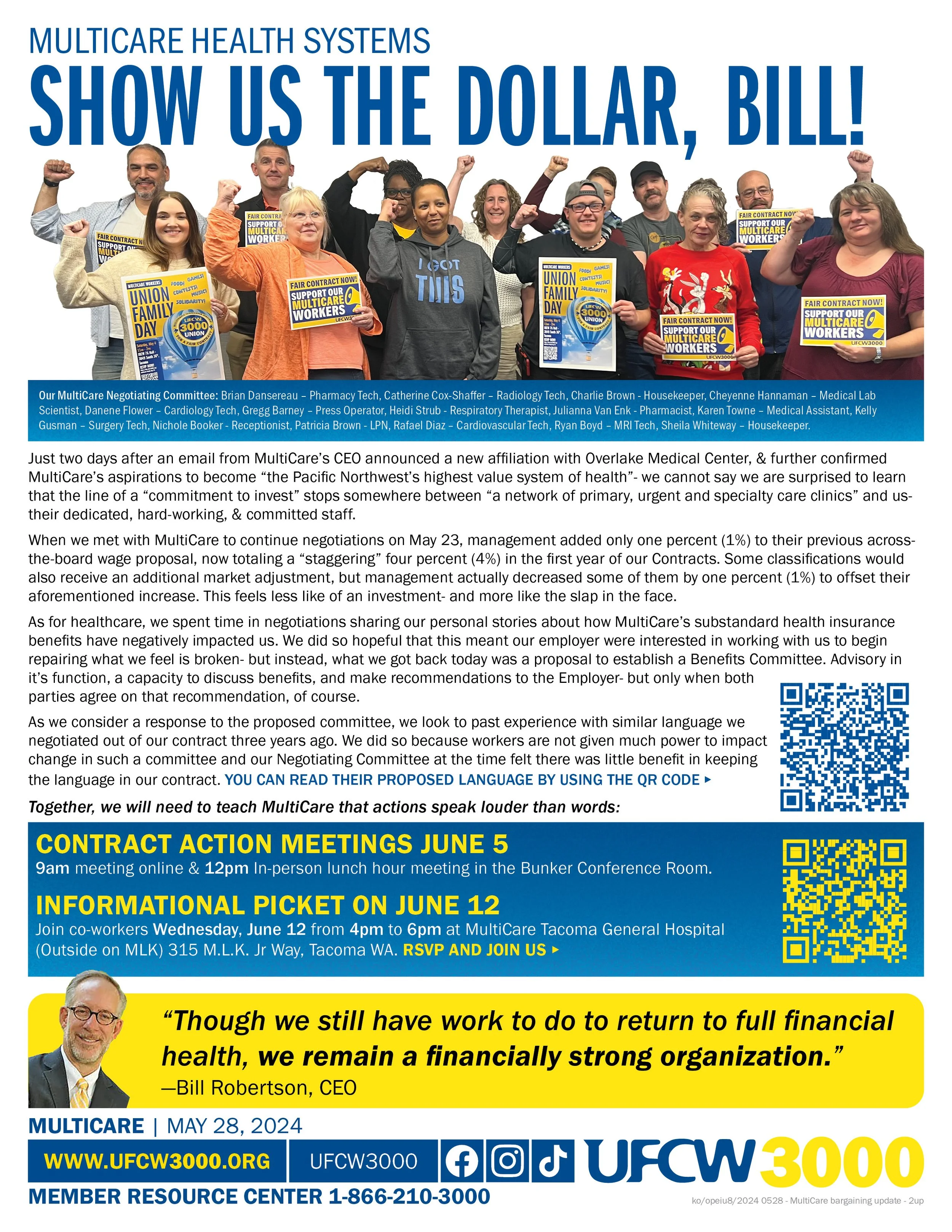 MultiCare Health Systems Show us the dollar, Bill!