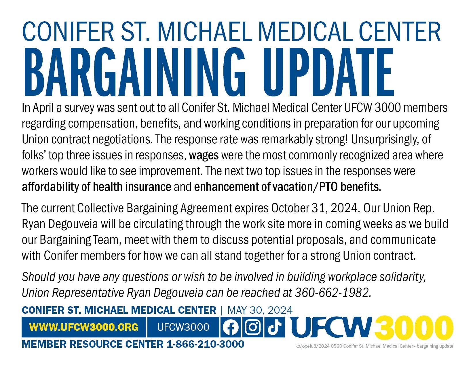 Conifer St. Michael Medical Center Bargaining Update