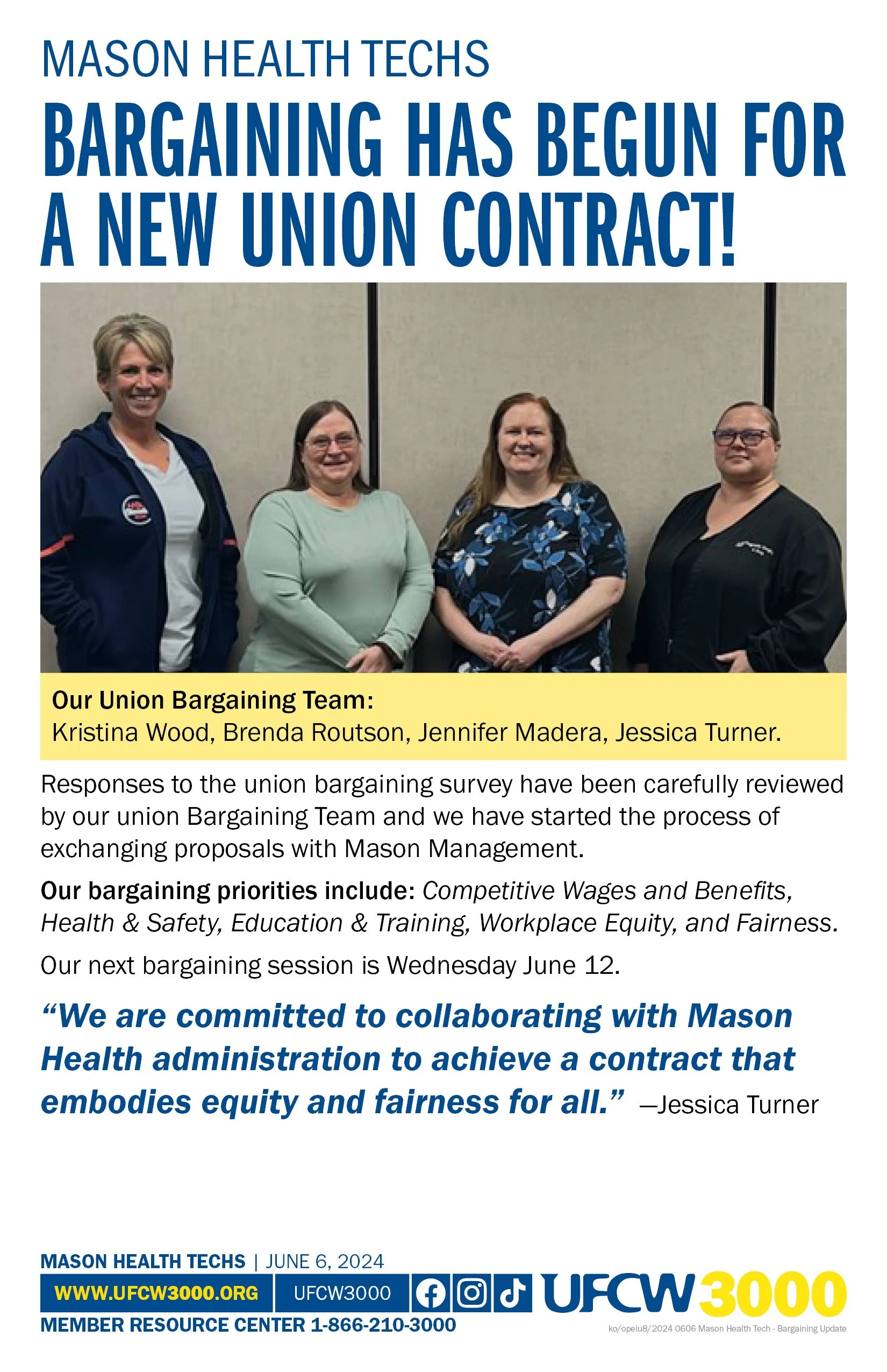 Mason Health Techs Bargaining has begun for a new Union Contract!