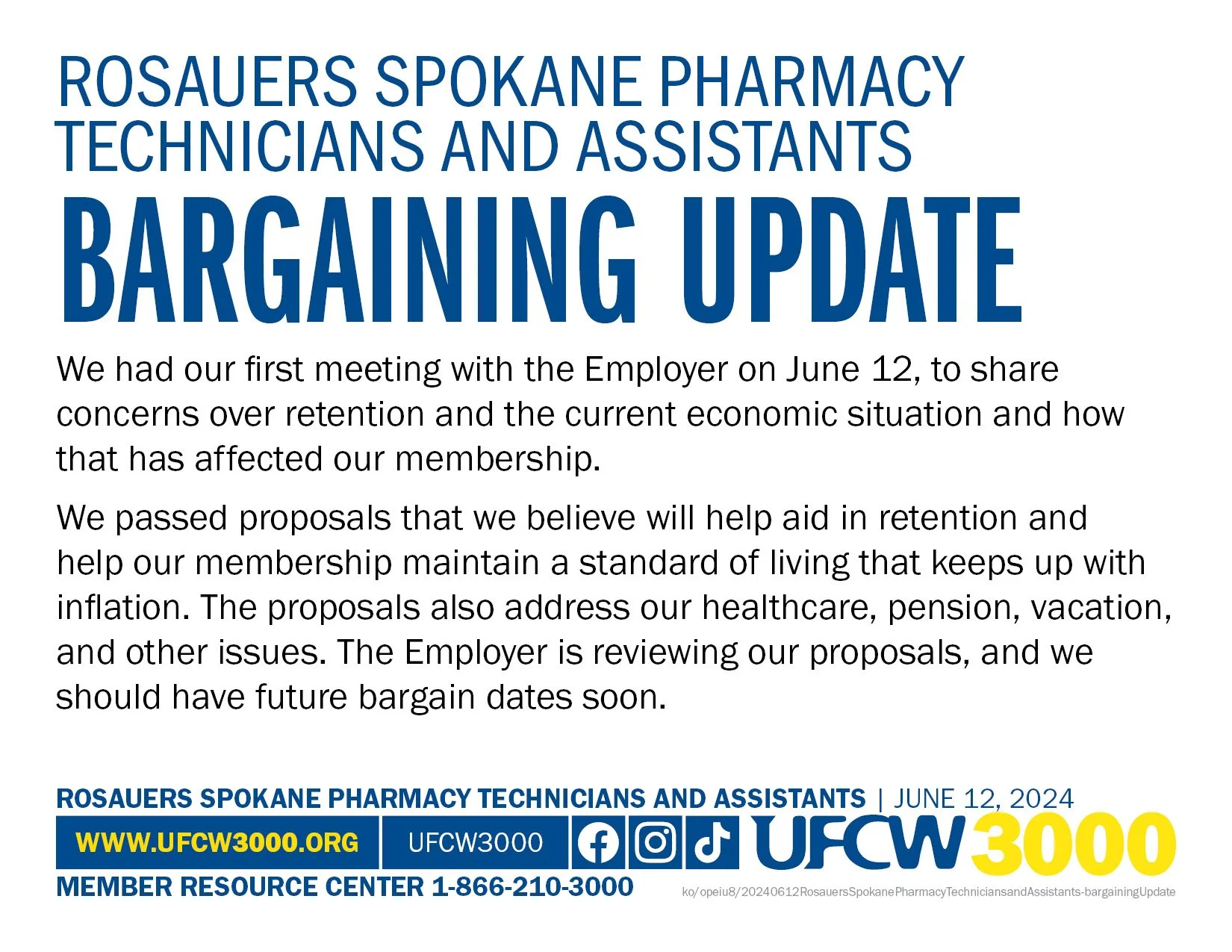 Rosauers Spokane Pharmacy Technicians and Assistants Bargaining Update