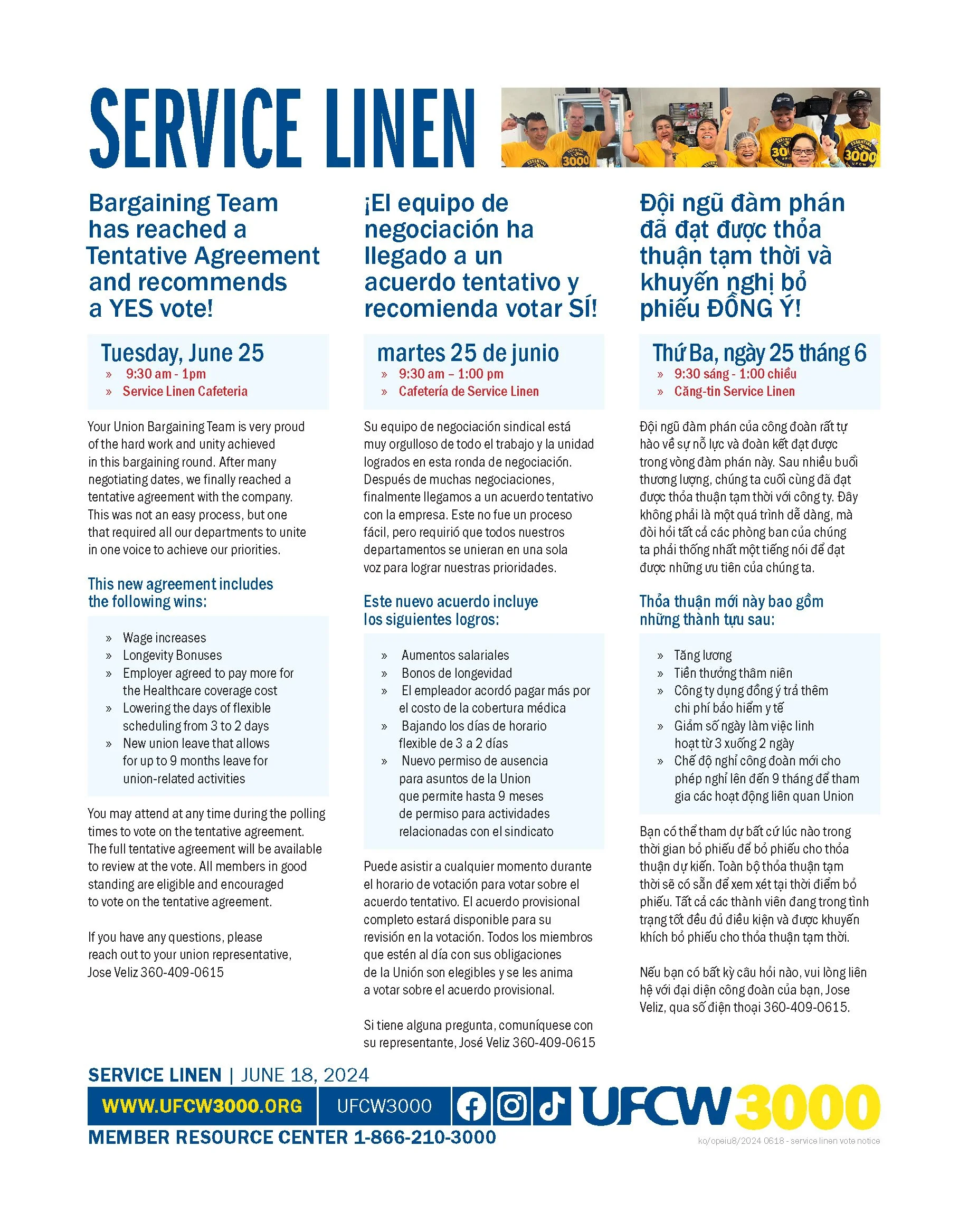 Service Linen - Contract Vote Scheduled