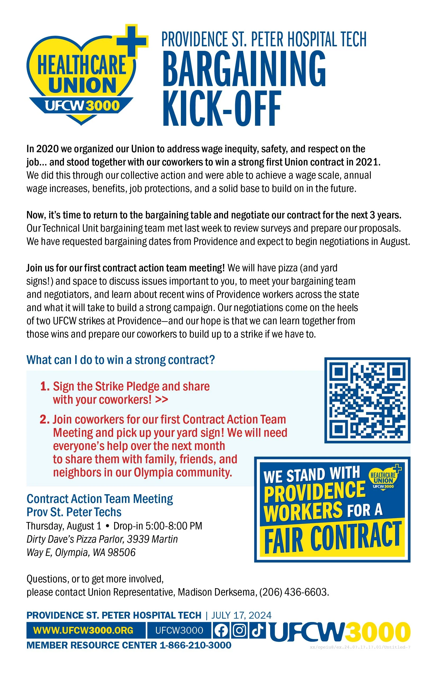 Providence St. Peter Hospital Tech - Bargaining Kick-Off