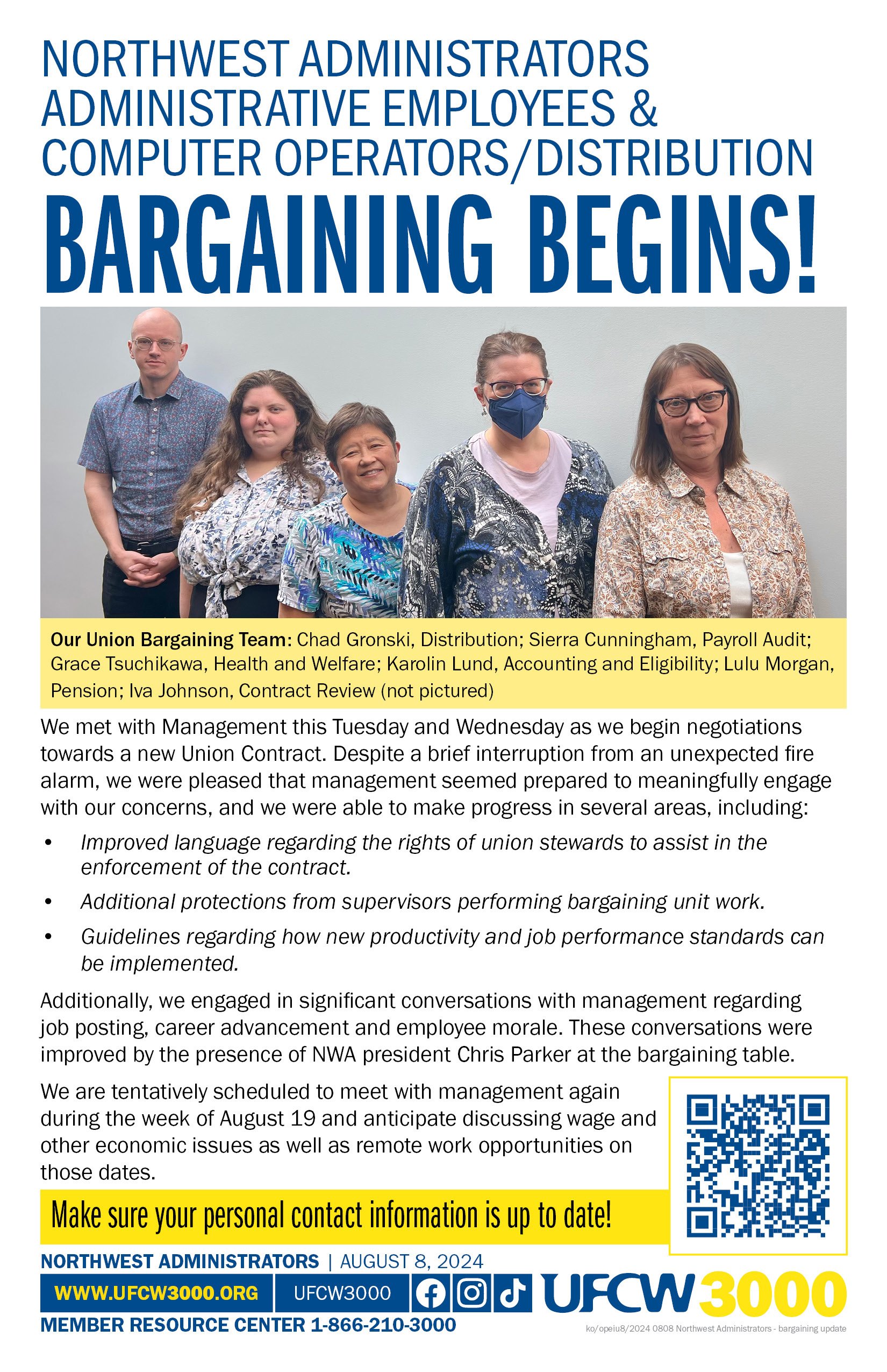 Northwest Administrators Bargaining Begins!