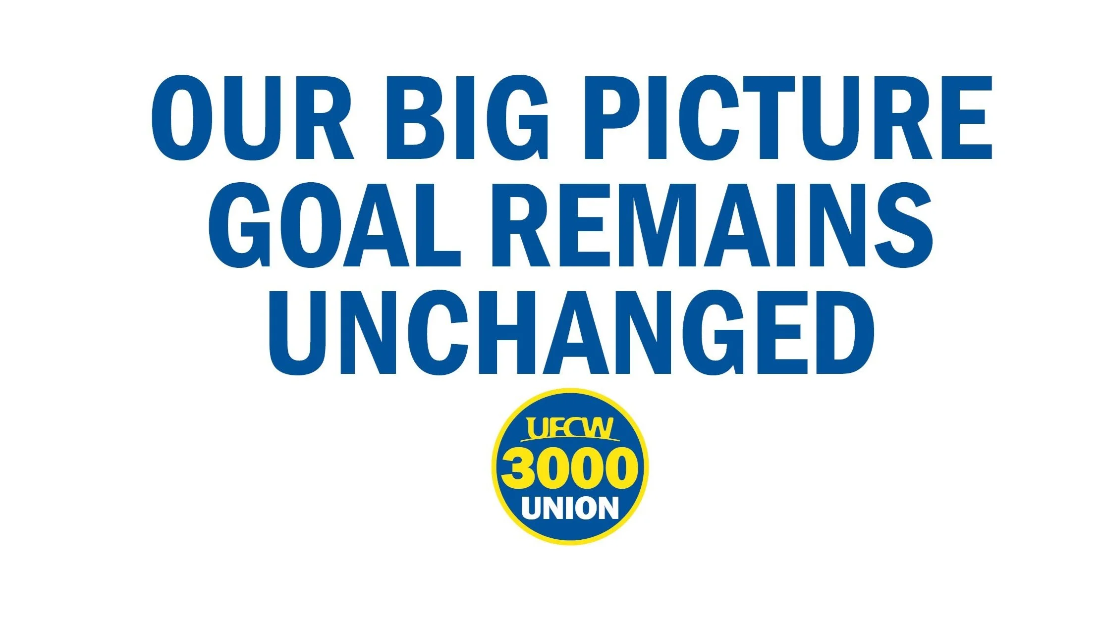 Our big picture goal remains unchanged